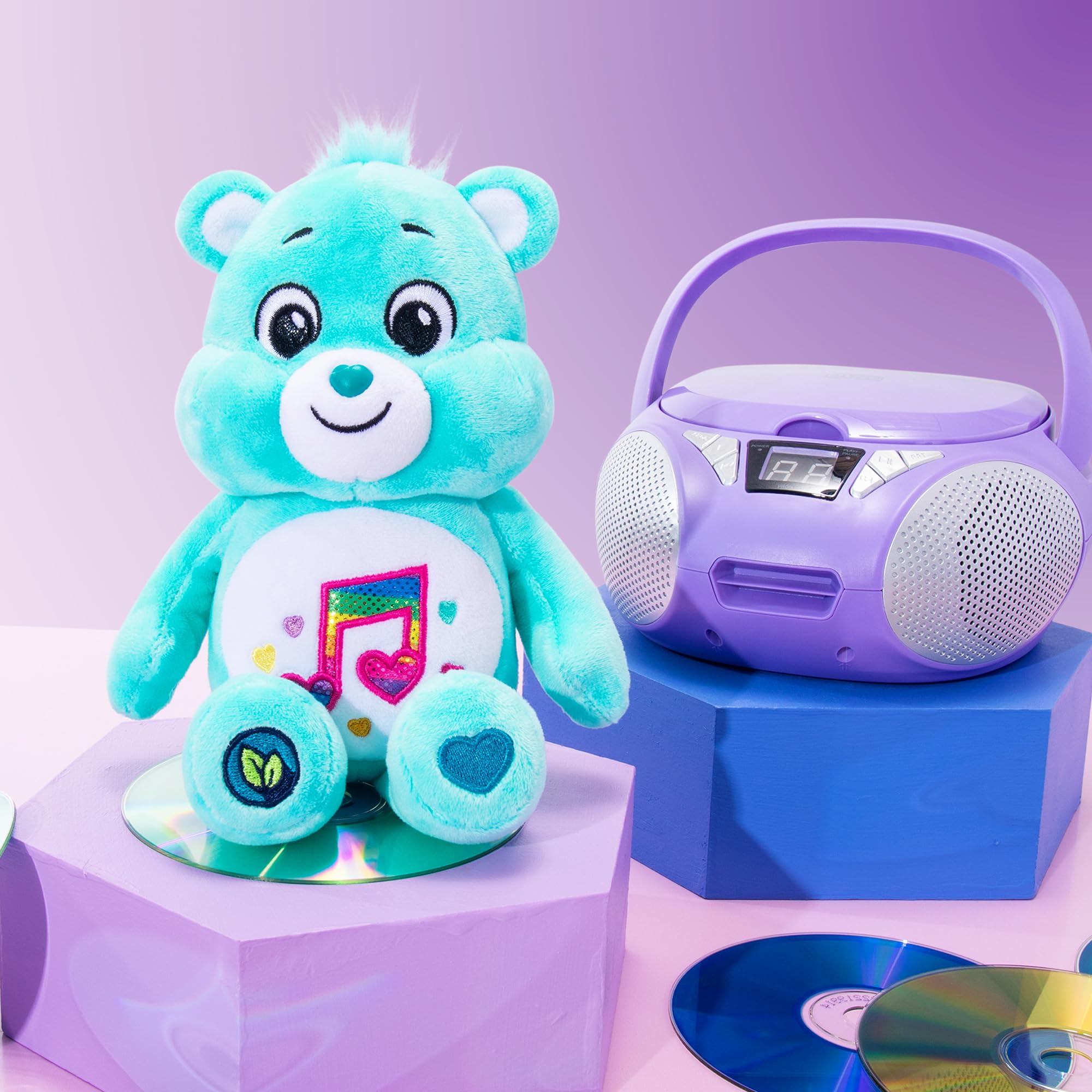 Basic Fun Care Bears 22cm Sparkle Plush, Heartsong Bear Eco-Friendly Soft Toy with Glittery Belly Badge - Image 4