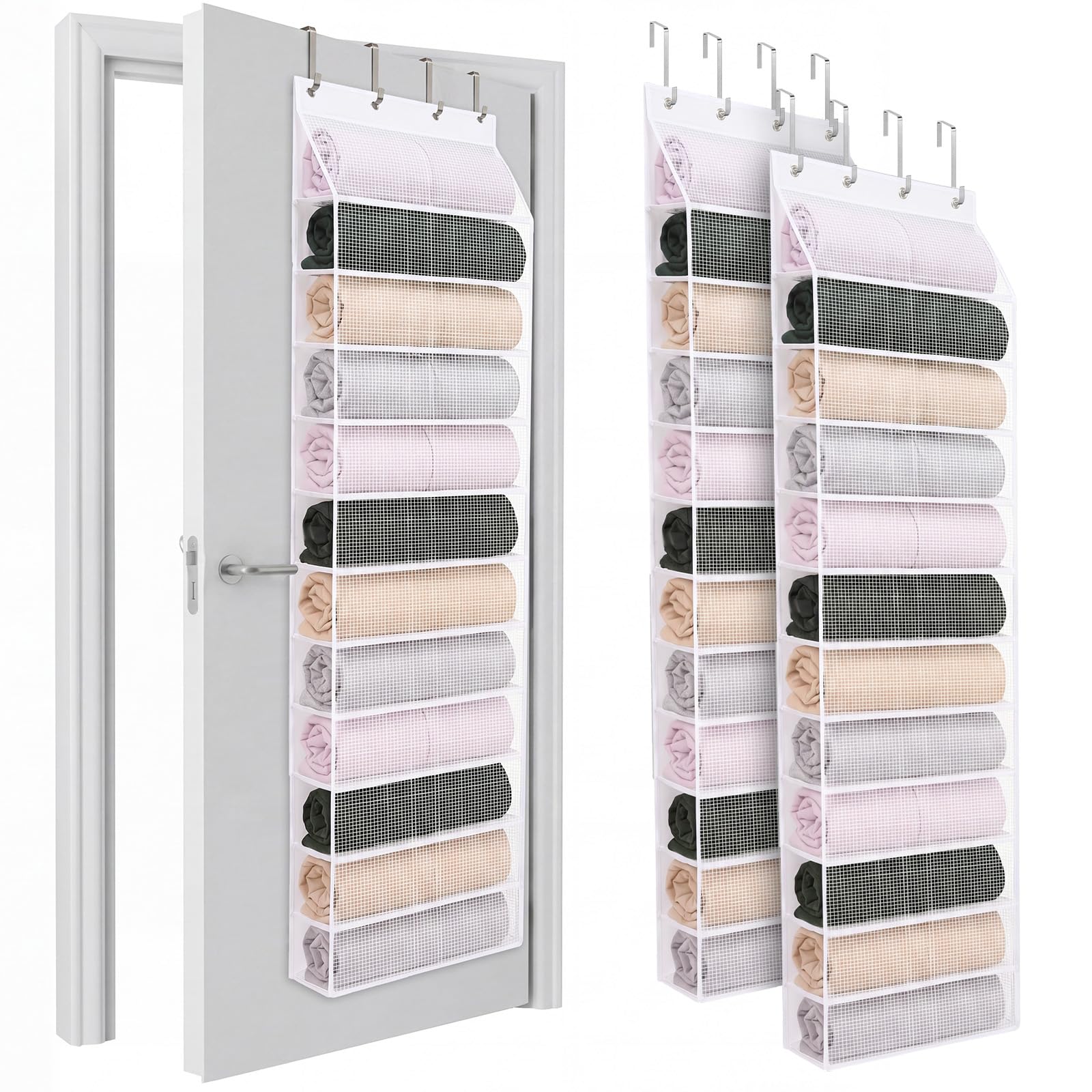 Suclain Kapuzenpullover-Organizer zum Aufhängen, zum Aufhängen, für 24 Hoodies, inklusive Haken, perfekt für Schlafsäle, Schlafzimmer, Schränke und kleine Räume, Größe 150 x 55 cm, 2 Stück
