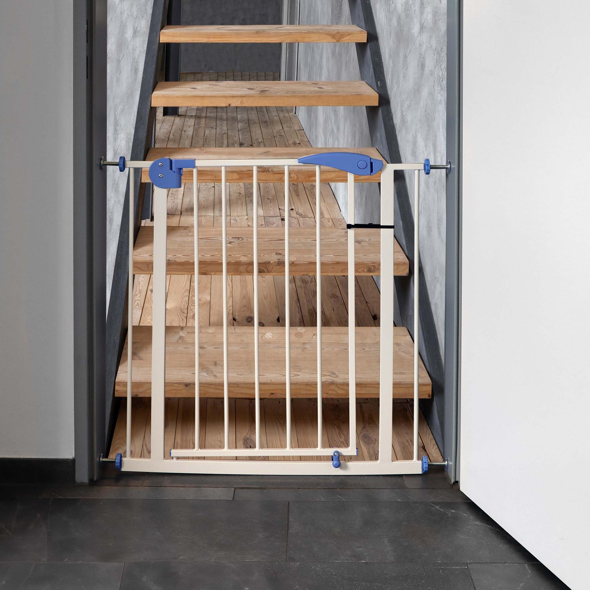 Rejilla de protección escaleras Ajustable 75-82cm Barrera para niños y Mascotas sin taladrar