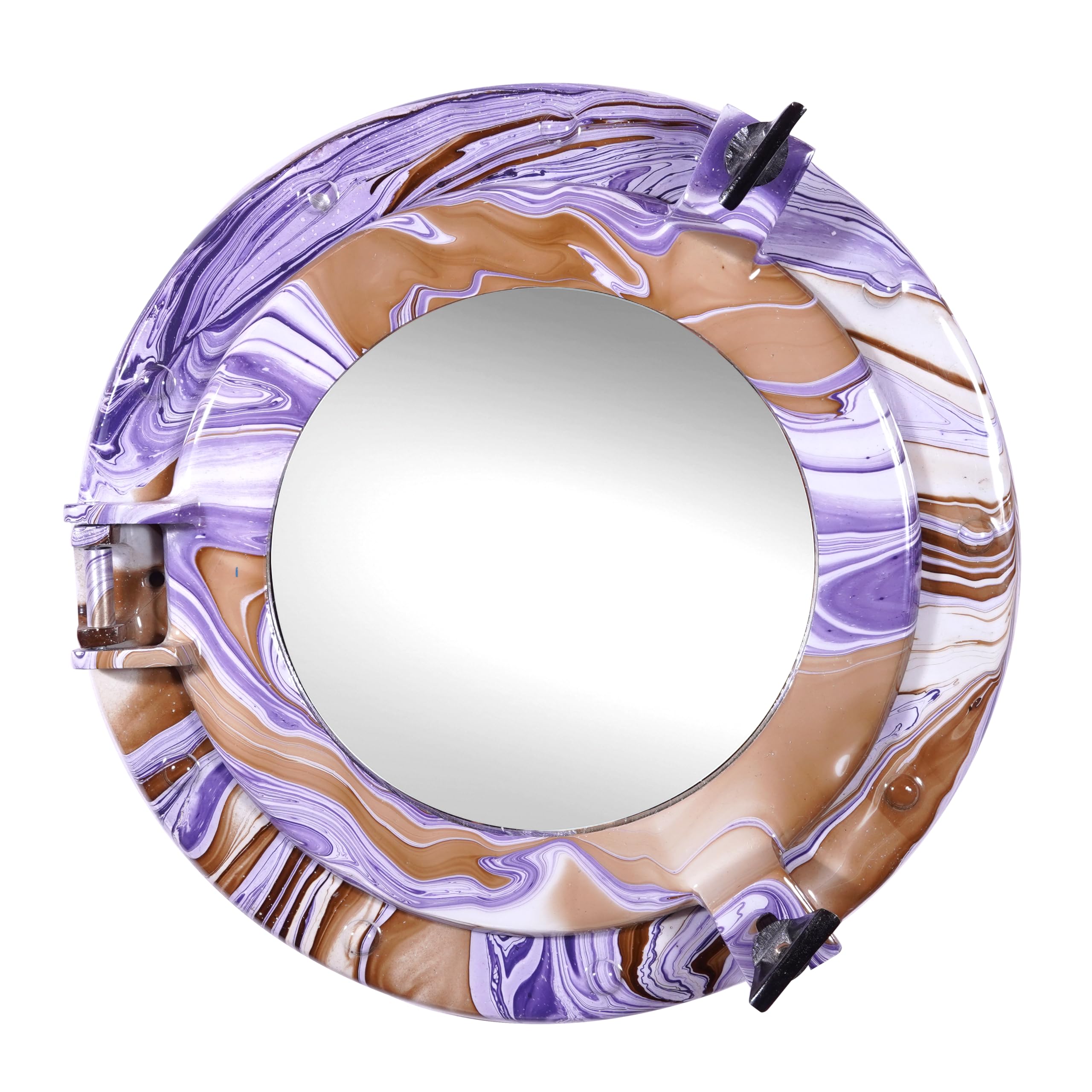 Miroir mural rond effet marbre violet de style vintage et nautique pour votre décoration