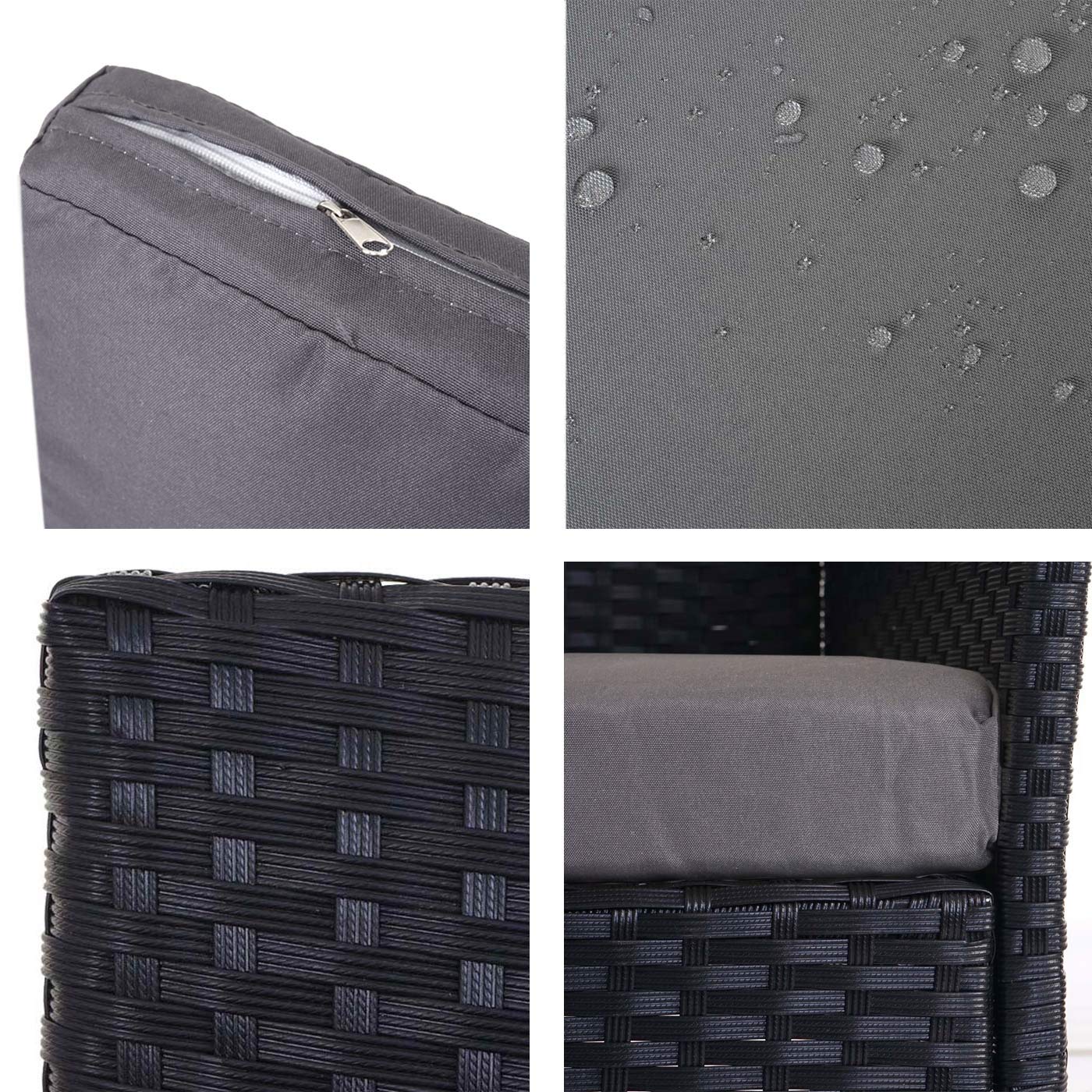 Mendler Poly-Rattan Gartenbank Halden-AM - anthrazit, Kissen anthrazit