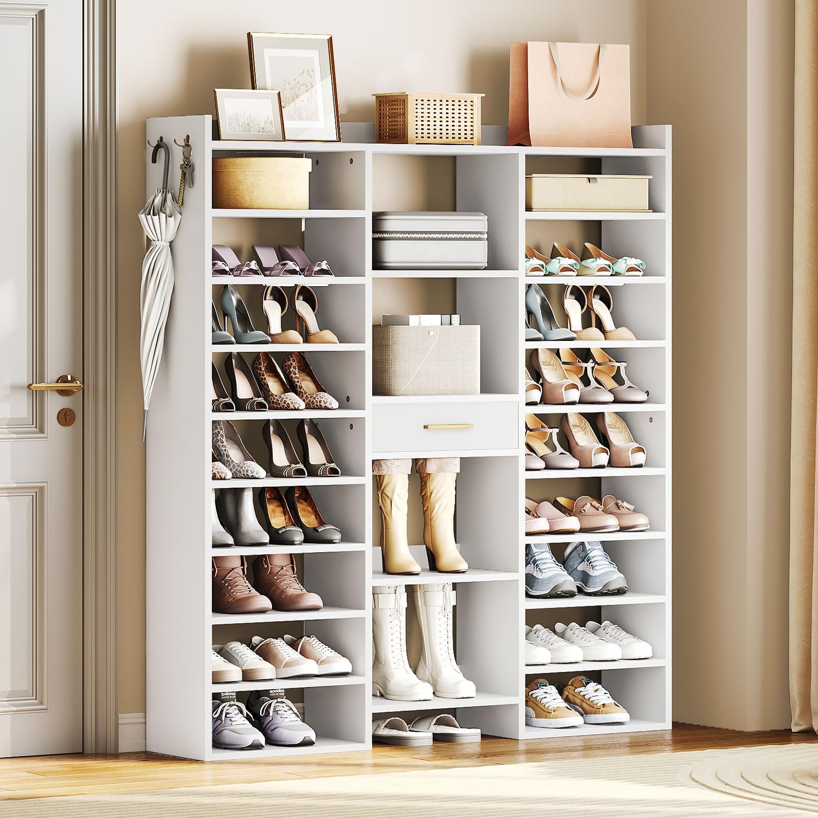 9 Tier Storage Organizer 24 Cubbies Freestanding Entryway HOOBRO 9-Tier ...