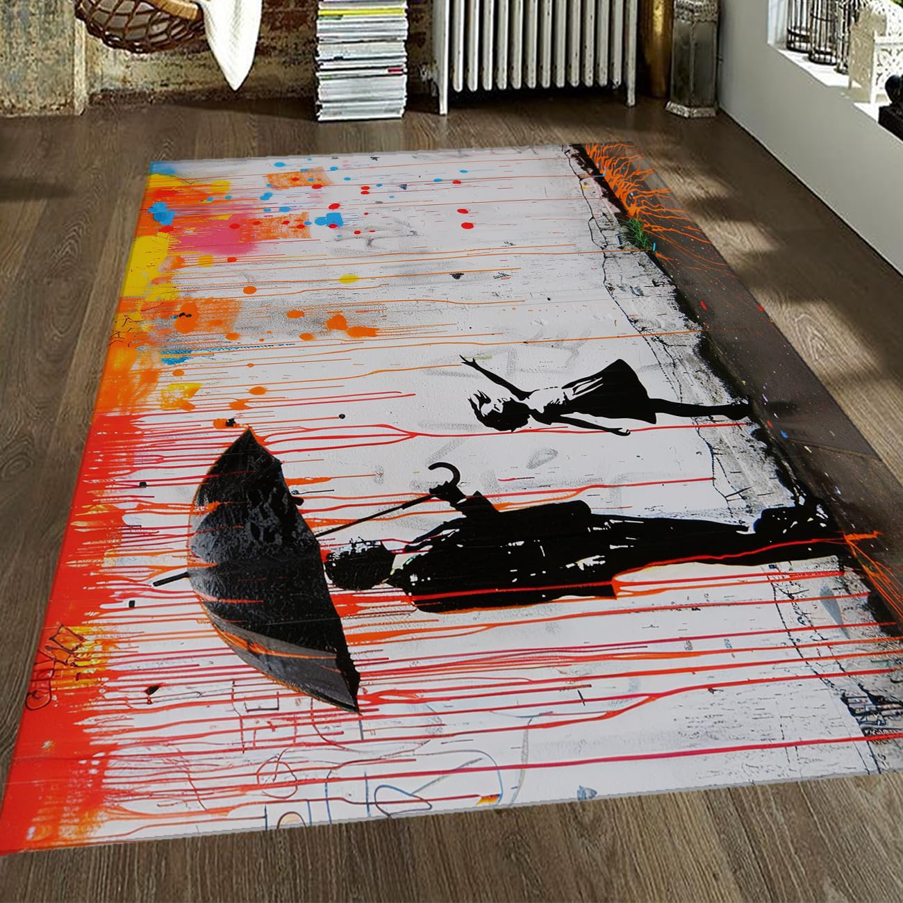 Tapis arc-en-ciel graffiti pour chambre d'enfant et salon moderne