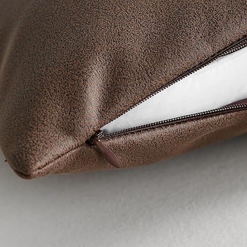 Miniatura 6 de Jeanerlor Juego de 2 fundas de almohada decorativas de piel sintética con textura de 24 x 24 pulgadas para sofá, duradera, elegante, cómoda, para