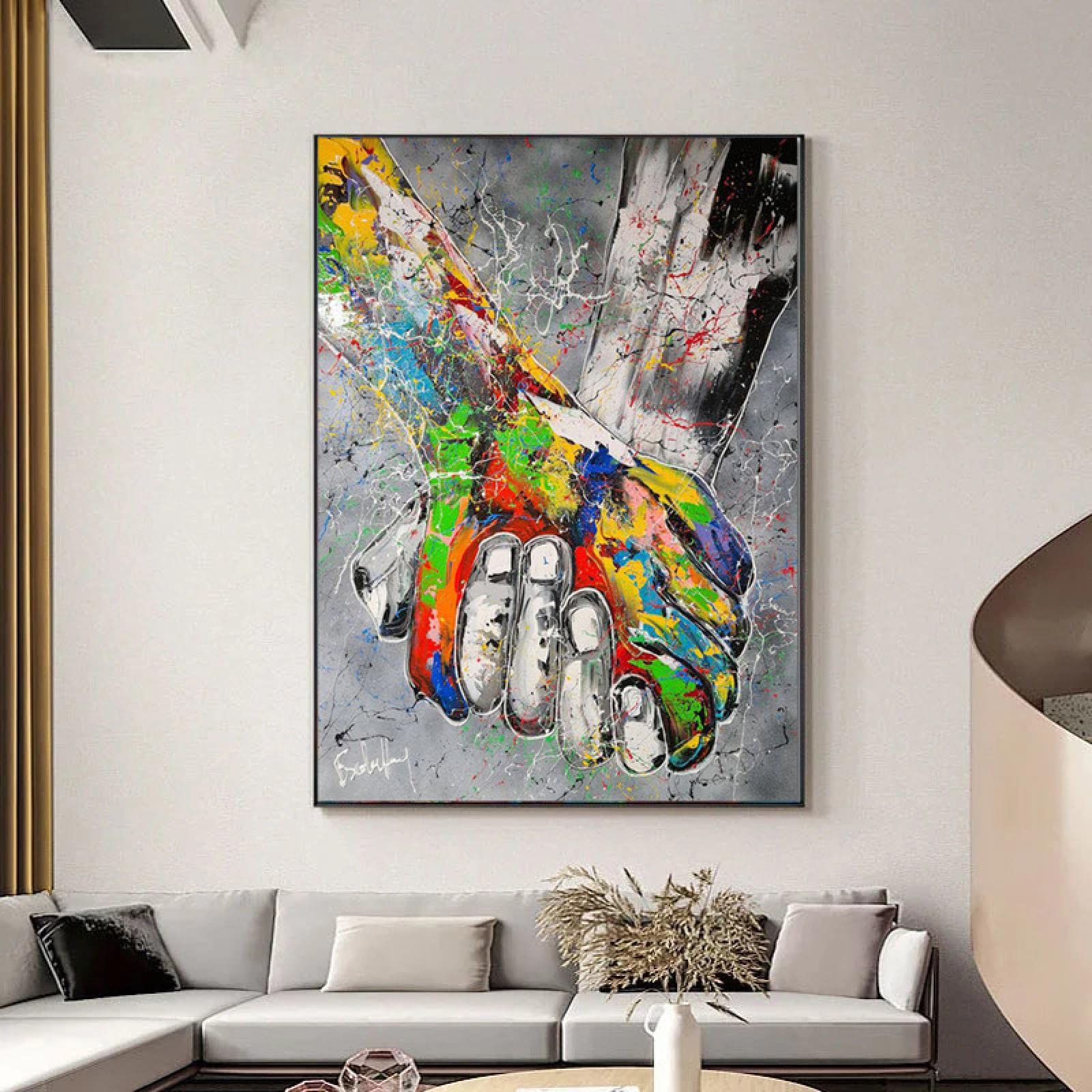 70年代のレトロなキャンバスウォールアート：グルーヴィーなボヘミアン風インテリア（フレーム付き、フレームなし） - Etsy 日本 モダンレトロスタイルポスター、ロックンロールの手のジェスチャーキャンバスアートプリント | リビングルーム、ホームオフィス用フレーム