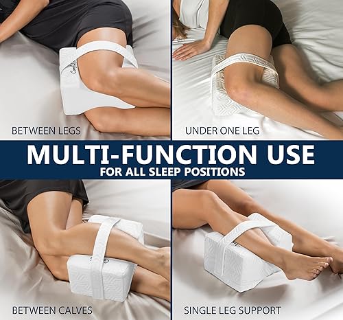 Miniatura 6 de ComfiLife Almohada de rodilla para personas que duermen de lado, almohada refrescante para dormir de lado, almohada de rodilla con correa para dolor