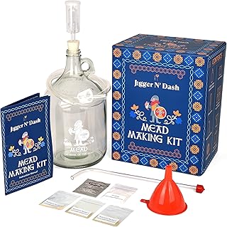 Jigger N' Dash Mead Making Kit - Reusable Do-It-Yourself Honey Mead Making Kit - Mead Kit Complete - All the Mead Supplies...