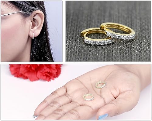 Miniatura 4 de Dazzlingrock Collection - Pendientes de aro redondos de oro de 10 quilates con diamantes blancos