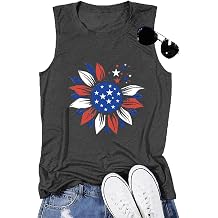 4th of July Tank Tops for Women Casual American Flag Sleeveless Tee | USA Stars Stripes Sleeveless,Independence Day,Fourth of July Patriotic Shirts,Holiday Celebration Outfit,Soft Cotton Tee Tank