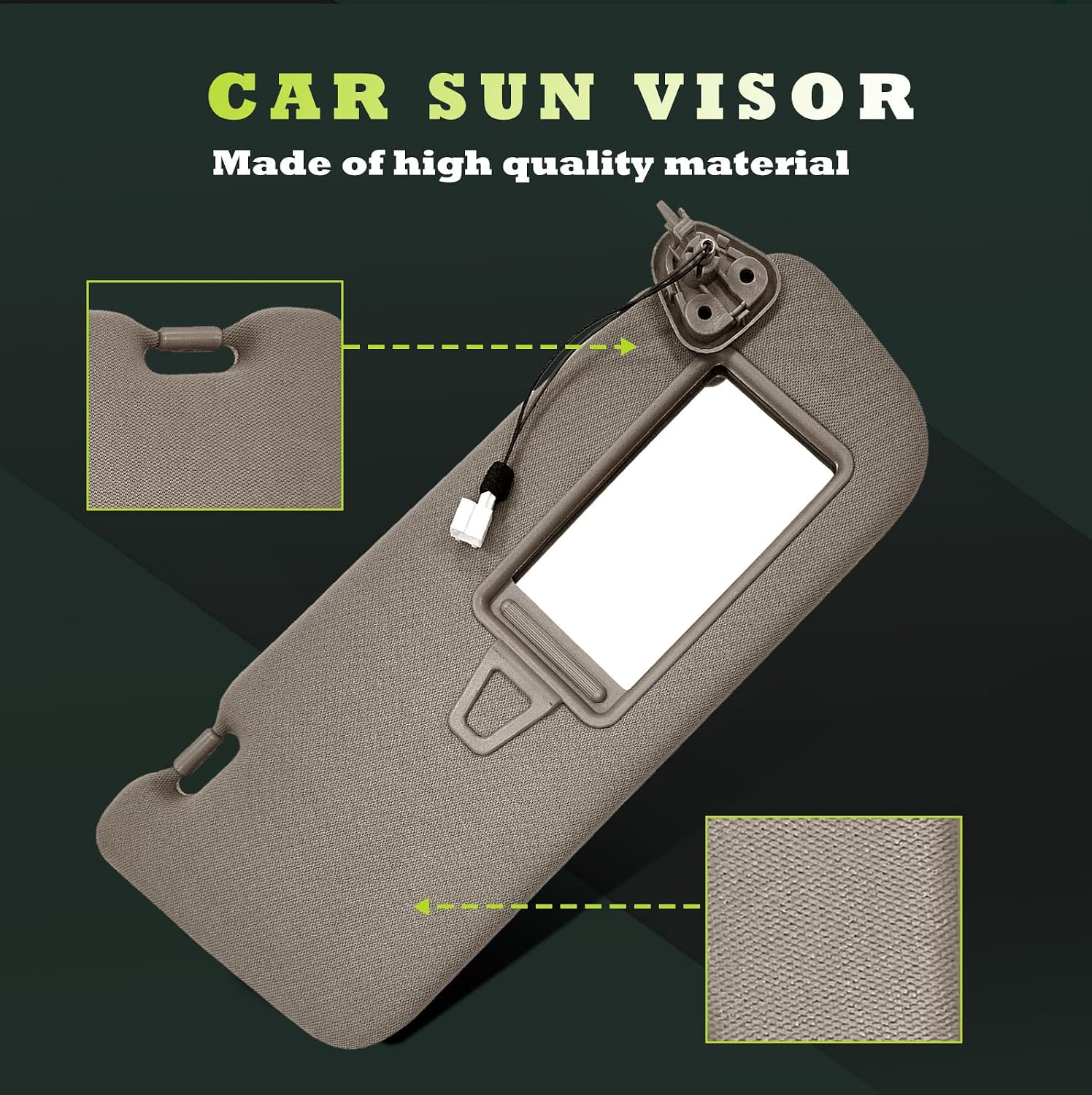 Sun Visor Replacement Fits for Hyundai Santa Fe 2006-2009 Sunshade with Light 852100W110J4 (Right Passenger Side (Beige))