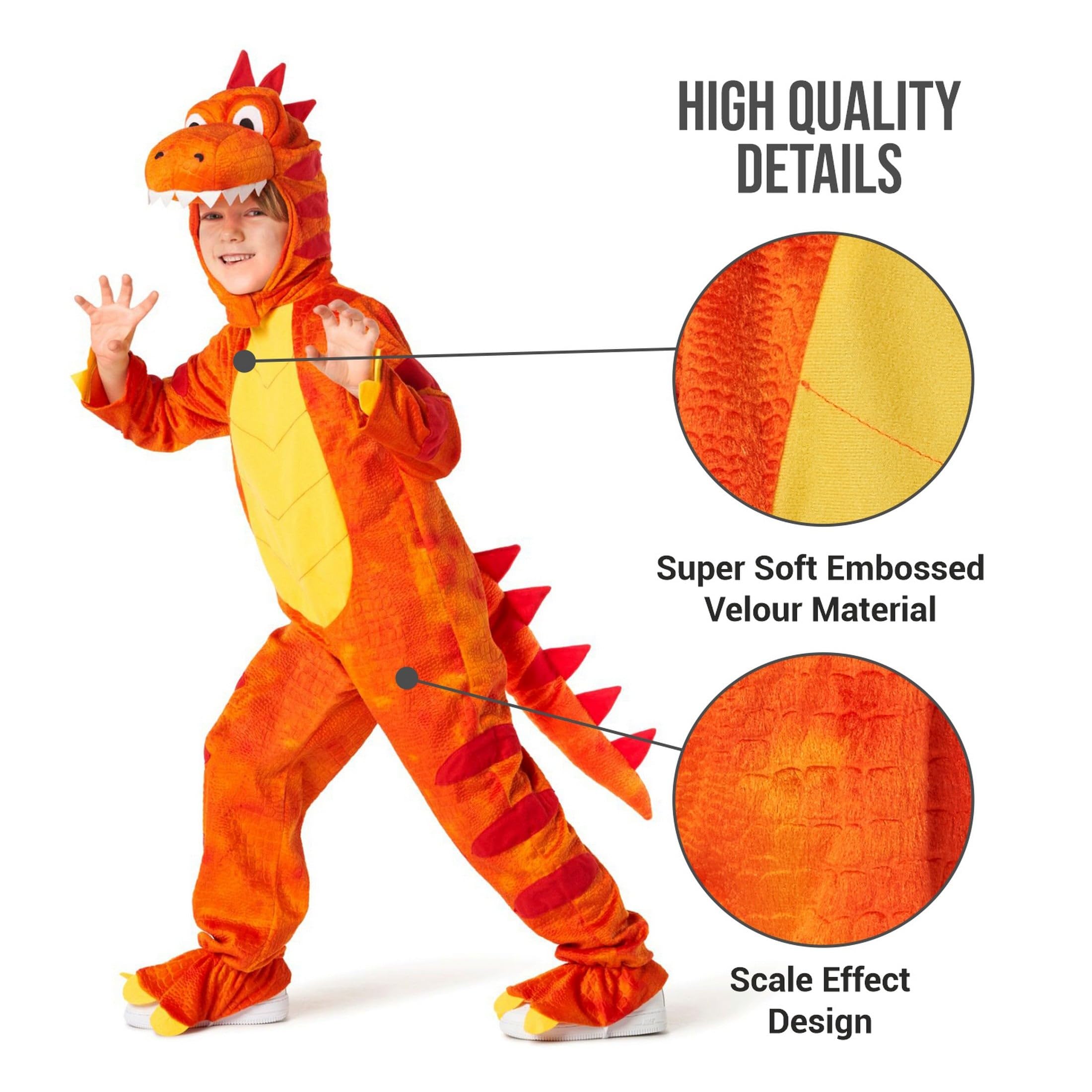 Morph Kostium Dinozaura dla Dzieci Pomarańczowy, Strój T-Rex Maluch, Przebranie Dino Halloween PL