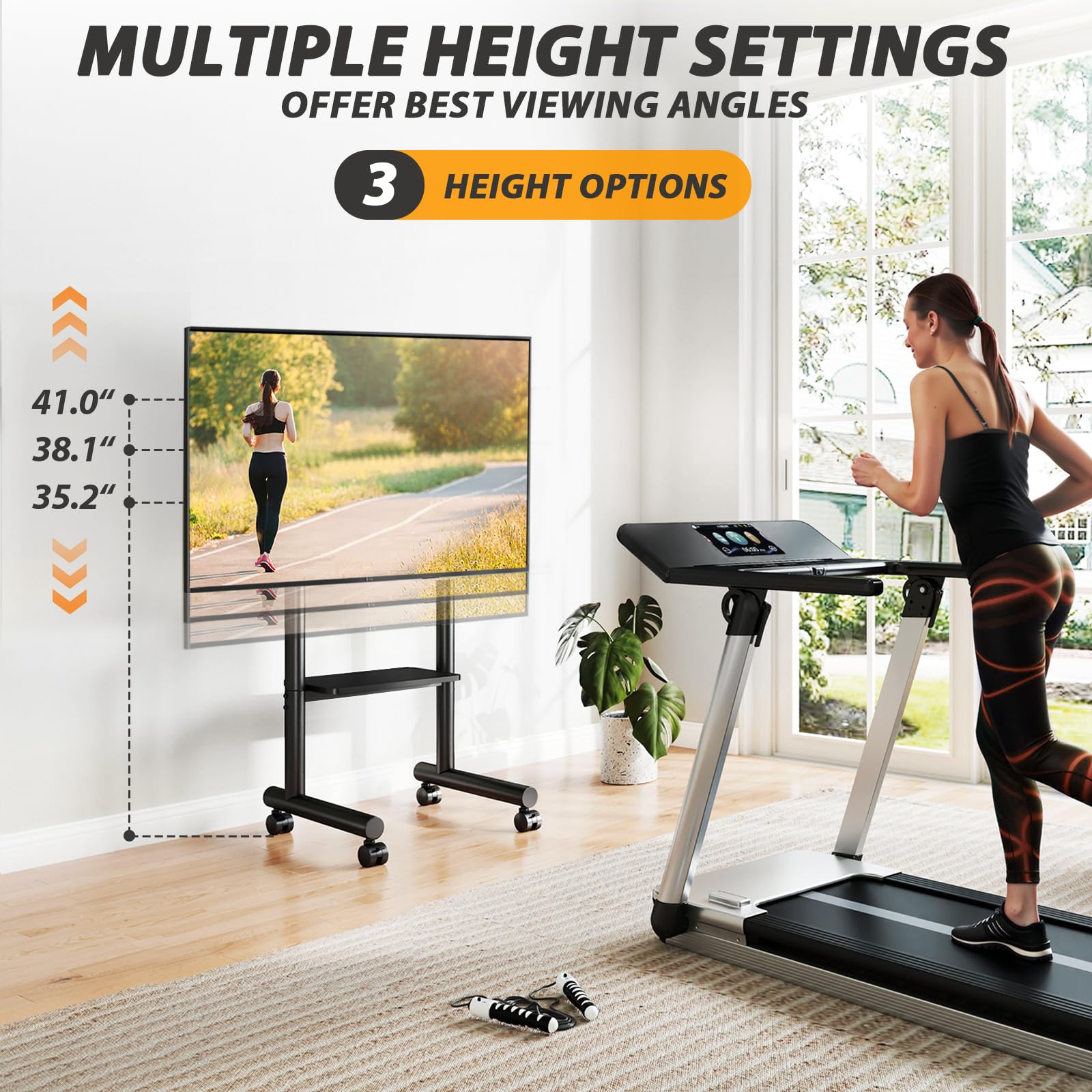 5Rcom TV Ständer Rollbar Fernsehständer für 32-70 Zoll Fernseher,Mobile TV-Ständer TV-Wagen mit Ablage bis 50 kg, Höhenverstellbarer Boden-TV-Ständer auf Rädern