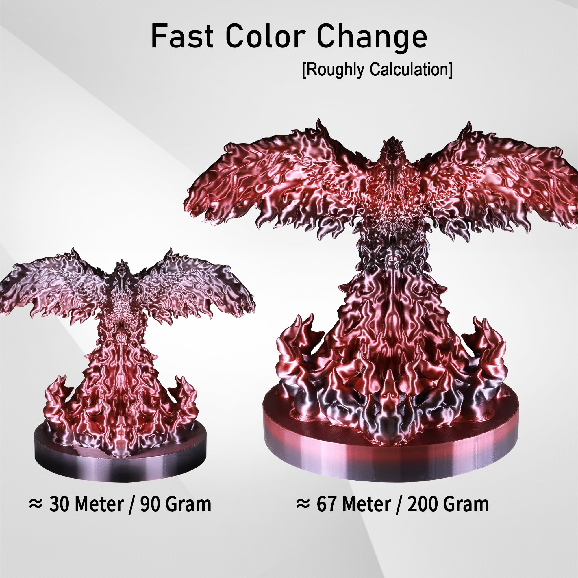 MIKA3D Silk Black Color Change to Silk Red PLA 3D Printing Filament, 1.75mm 3D Printer Filament, 2 Color Change Multi Colored Silk PLA, Widely Support for 3D Printer, 1KG Silk PLA Black to Red