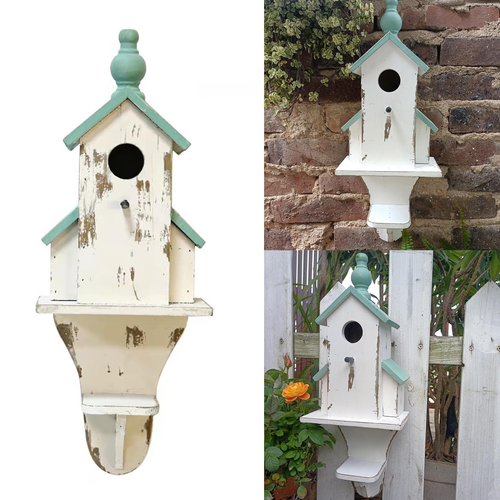 Casa colgante para pájaros para jardín al aire libre, yar, nido de cría de pájaros, para patio, refugio para pinzones, decoración de pared de casa de jardín
