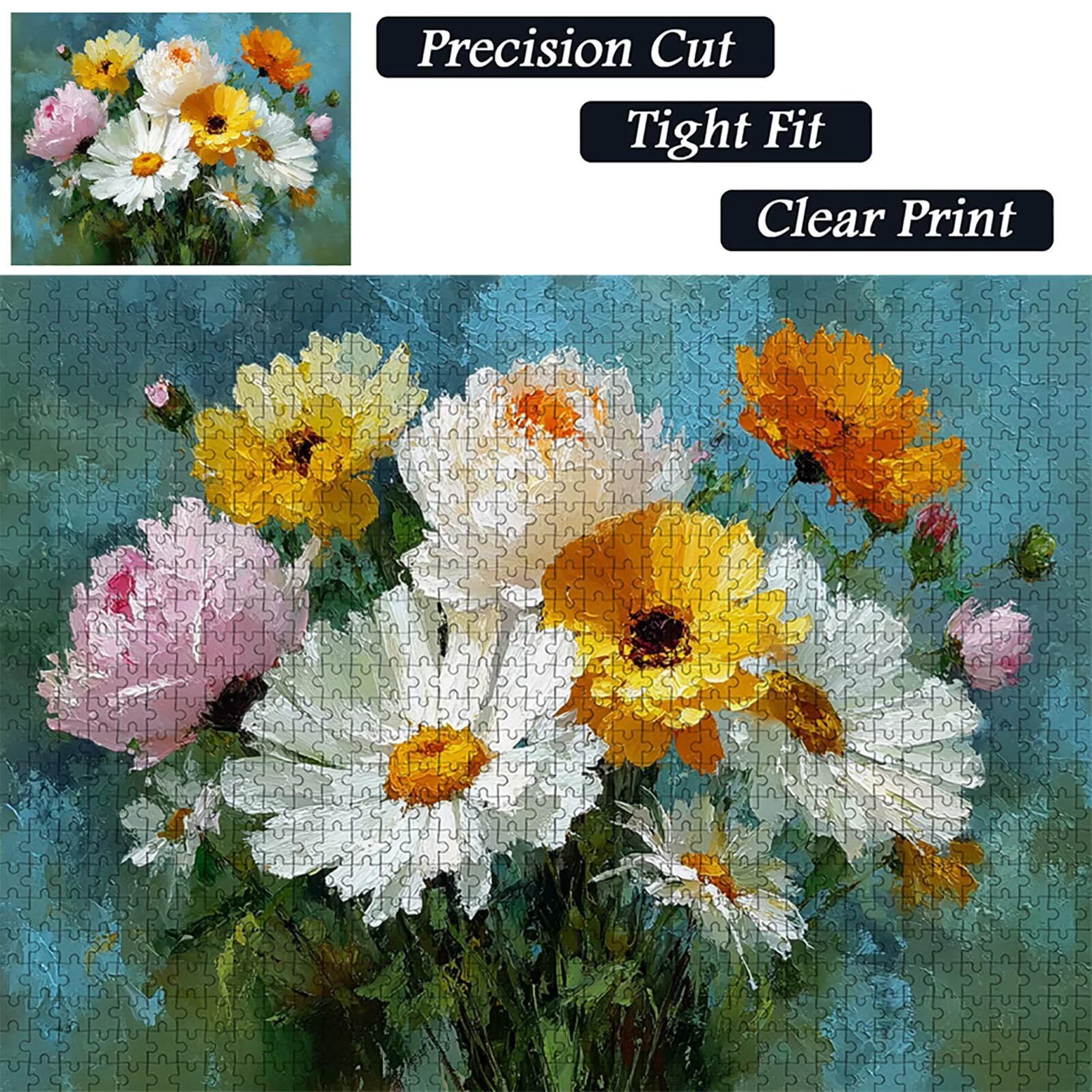 Malowane drewniane puzzle 2000 sztuk, kwiat puzzle dla dorosłych z pudełkiem 99 x 70 cm, łamigłówki, dla mężczyzn kobiet nastolatek, kreatywne gry logiczne, dekoracja domu prezent, 1-9892