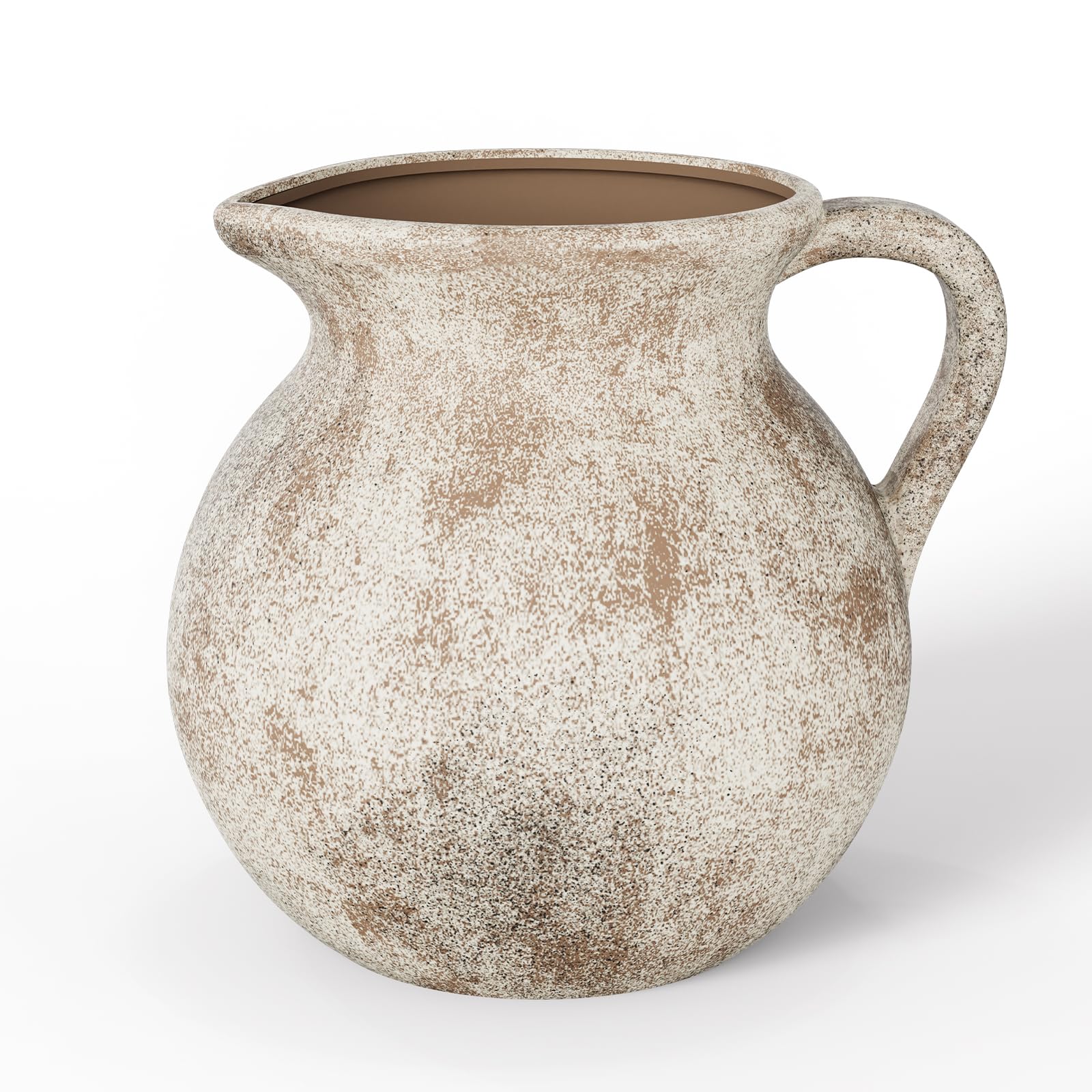 Yawinhe Ceramic Utensil Holder, 7.3 Inch Kitchen Worktop Storage, Taupe