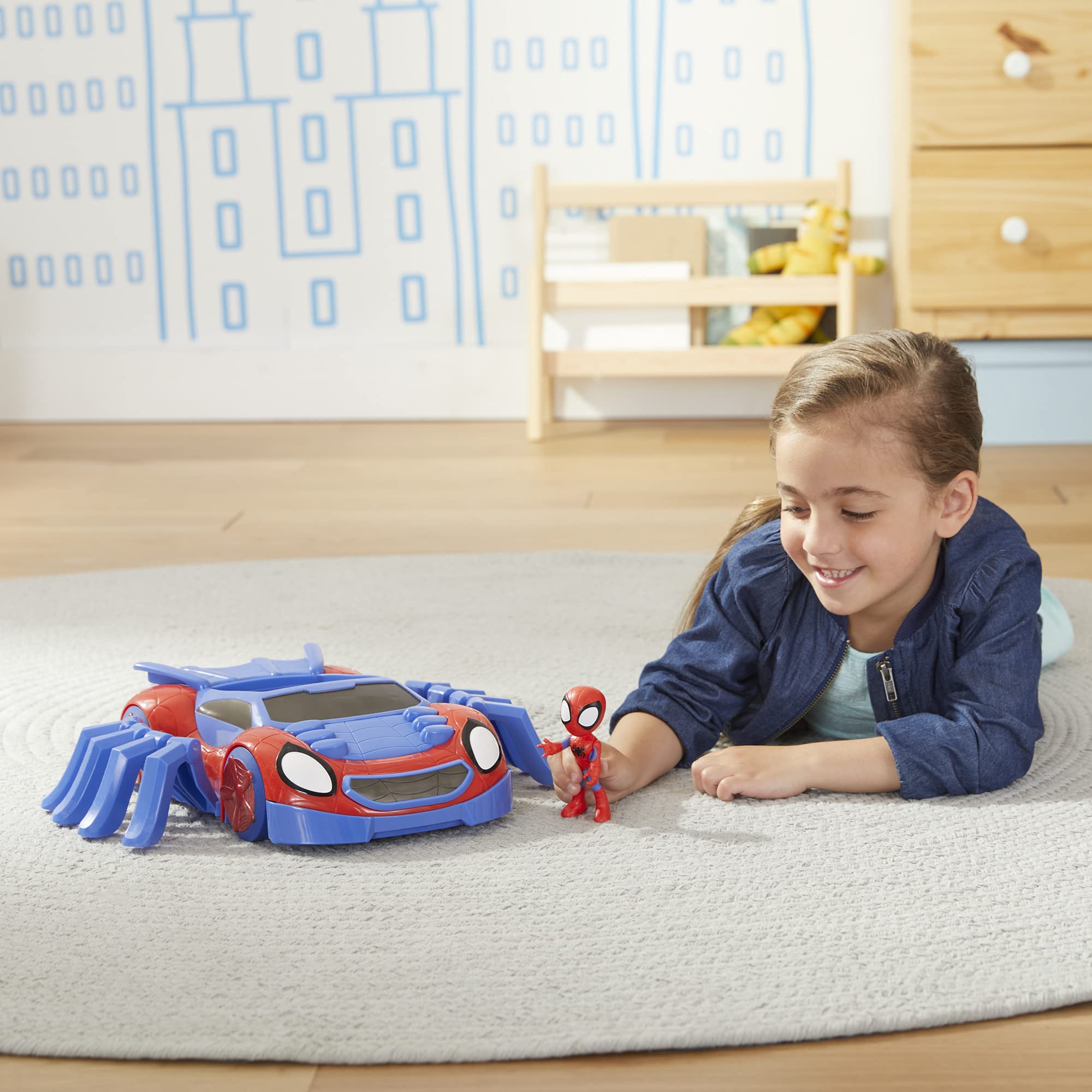 Marvel Spidey and His Amazing Friends Ultimate Web-Crawler, Spidey Stunner Feature and 4-Inch Spidey Figure, Ages 3 and Up, Frustration Free Packaging