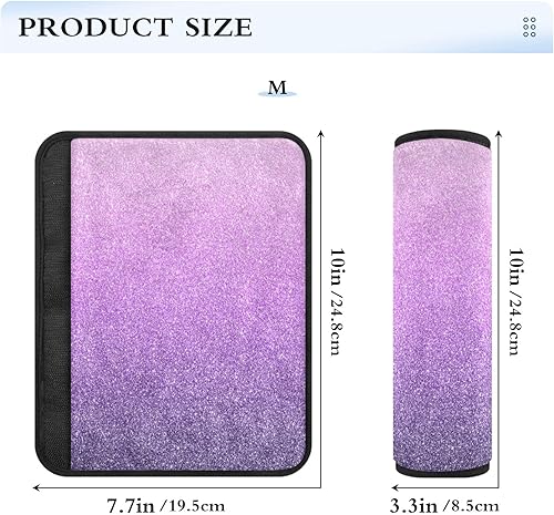 Miniatura 8 de Funda de correa de cinturón de seguridad con purpurina rosa y morada, funda suave para cinturón de seguridad, almohadilla lavable para cinturón de