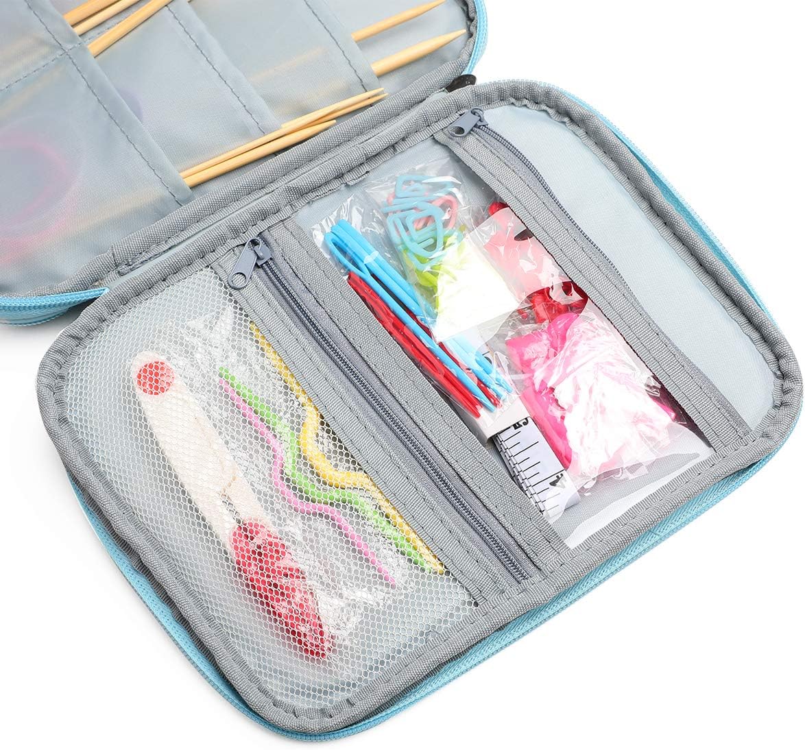 Lotus Yarns Knitting Needles Set Circular Bamboo Knitting Needles Sewing Accessories Set DIY Yarn Craft Weave Knit Tools with Bag (24In US 0-15)