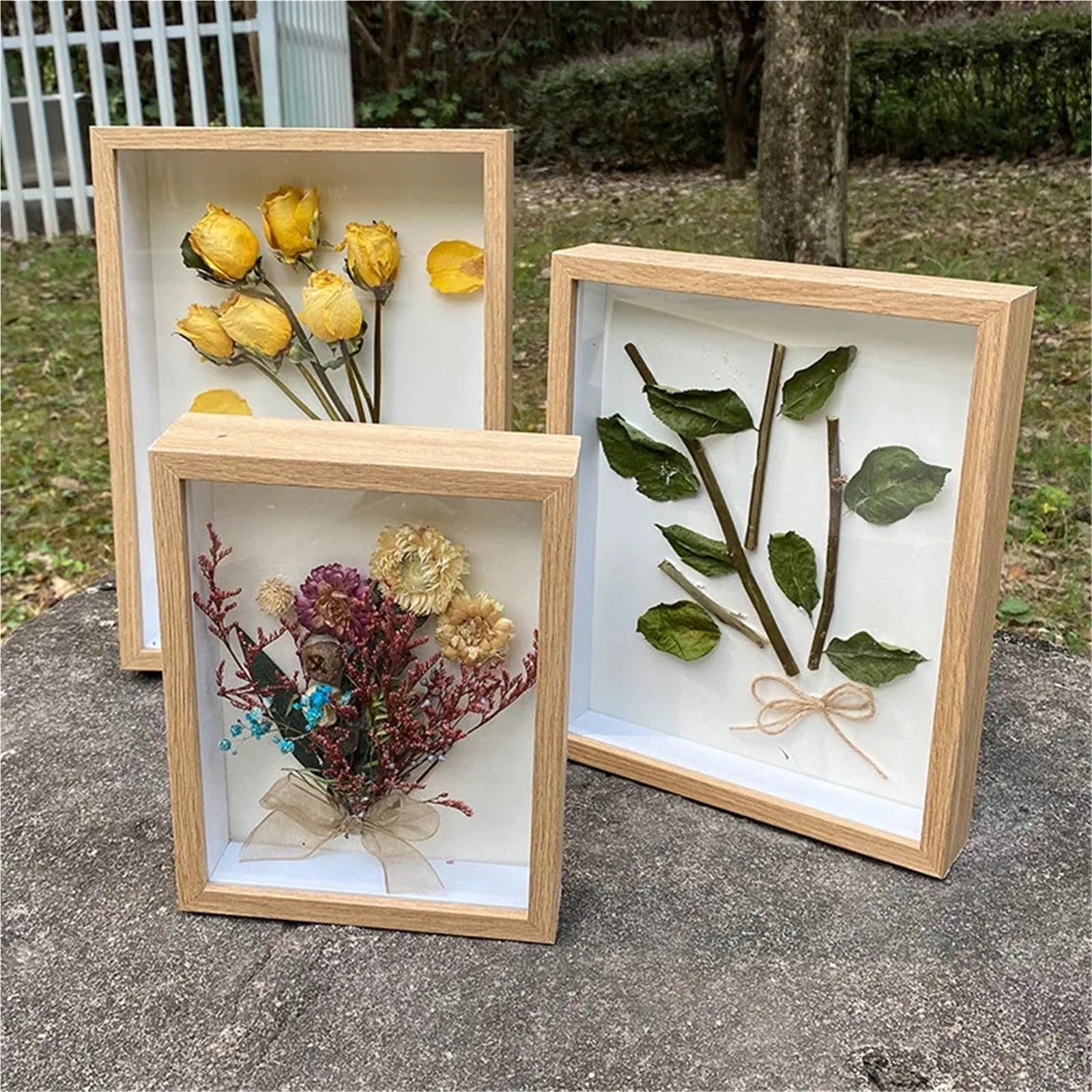Hohler Trockenblumen-Fotorahmen, Schmetterlingsproben-Displayrahmen, Schattenbox-Rahmen, Heim-Tischdekoration Für Fotos Blumen(Black,10.2x15.2x3cm 6Inch)