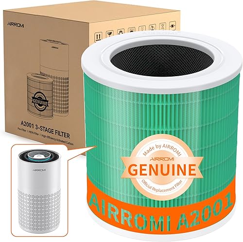 Miniatura 13 de AIRROMI Reemplazo del purificador de aire HEPA A2001: filtro original 3 en 1, elimina el 99.97% de las partículas de 0.3 micrones, filtro de carbón