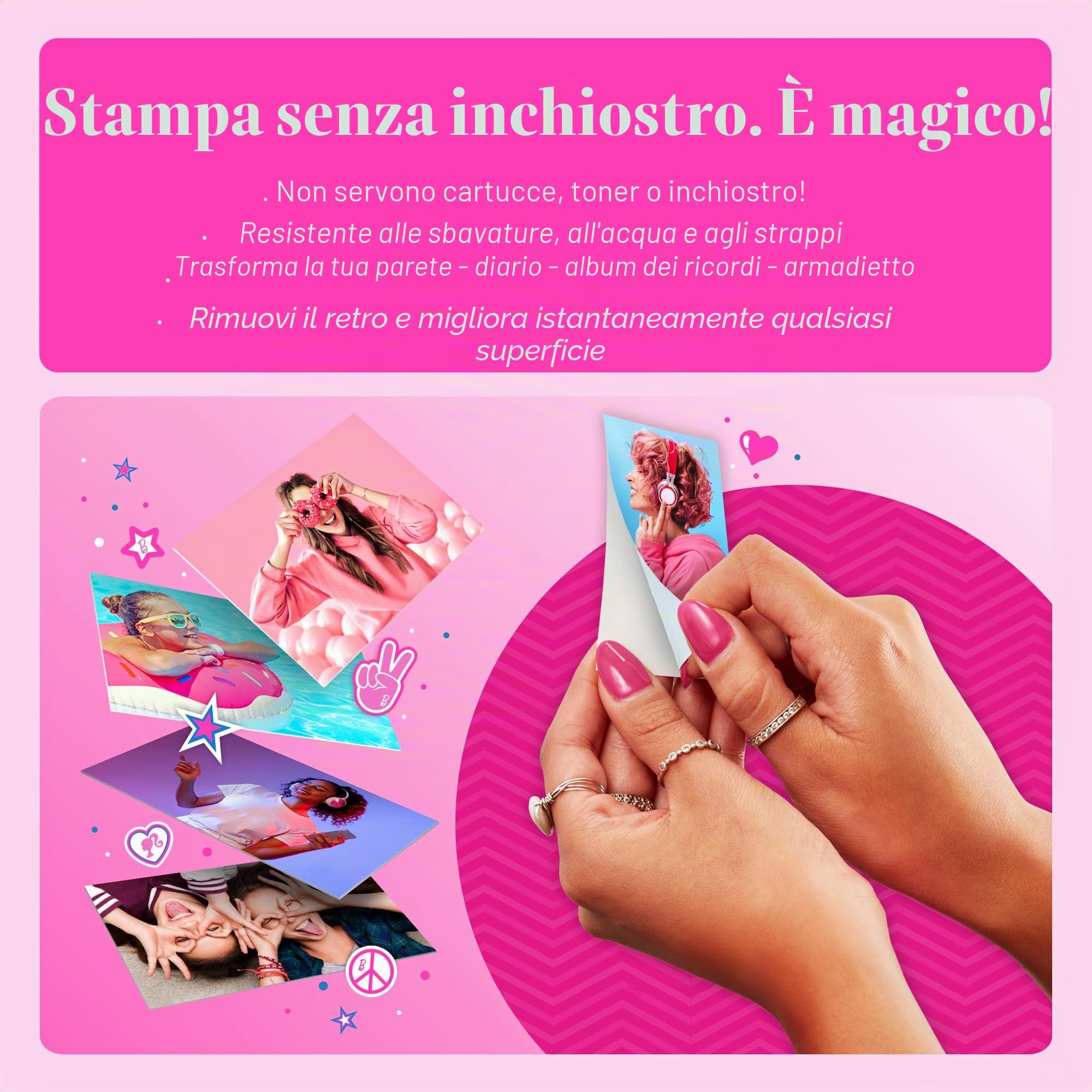 KODAK Barbie Step Slim Stampante Portatile e Wireless per Foto Istantanee (Stile Iconico), Custodia Delue per Fotocamera Barbie, Album Fotografico Barbie, Carta Zink (20 Fogli)