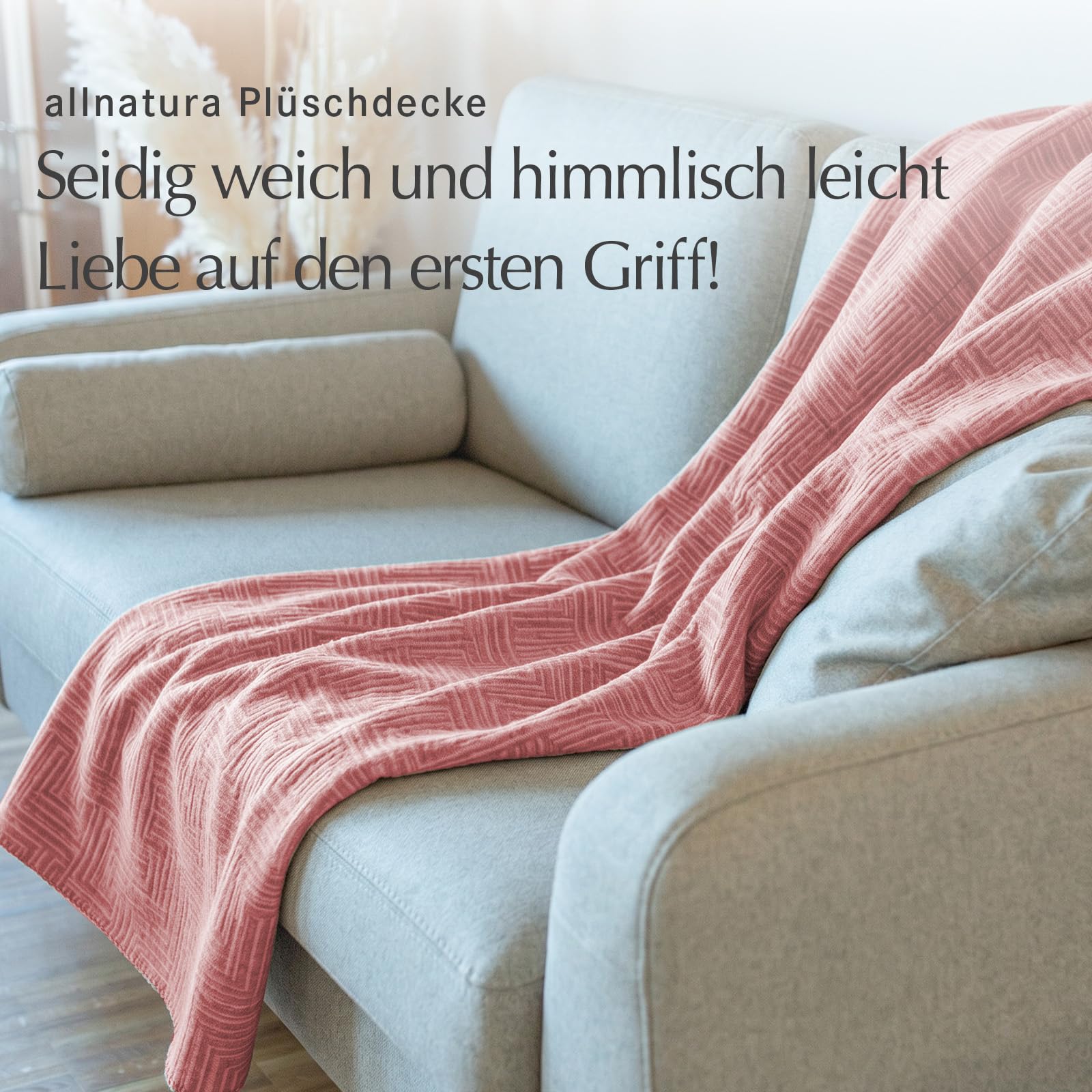 allnatura Flauschige Baumwoll/Lyocell-Plüschdecke Lyovita-Colora 140x200 cm in Rot – GOTS-zertifizierte Sofadecke 70% Bio-Baumwolle, 30% Tencel™ Lyocell, Karo-Muster, Made in Germany