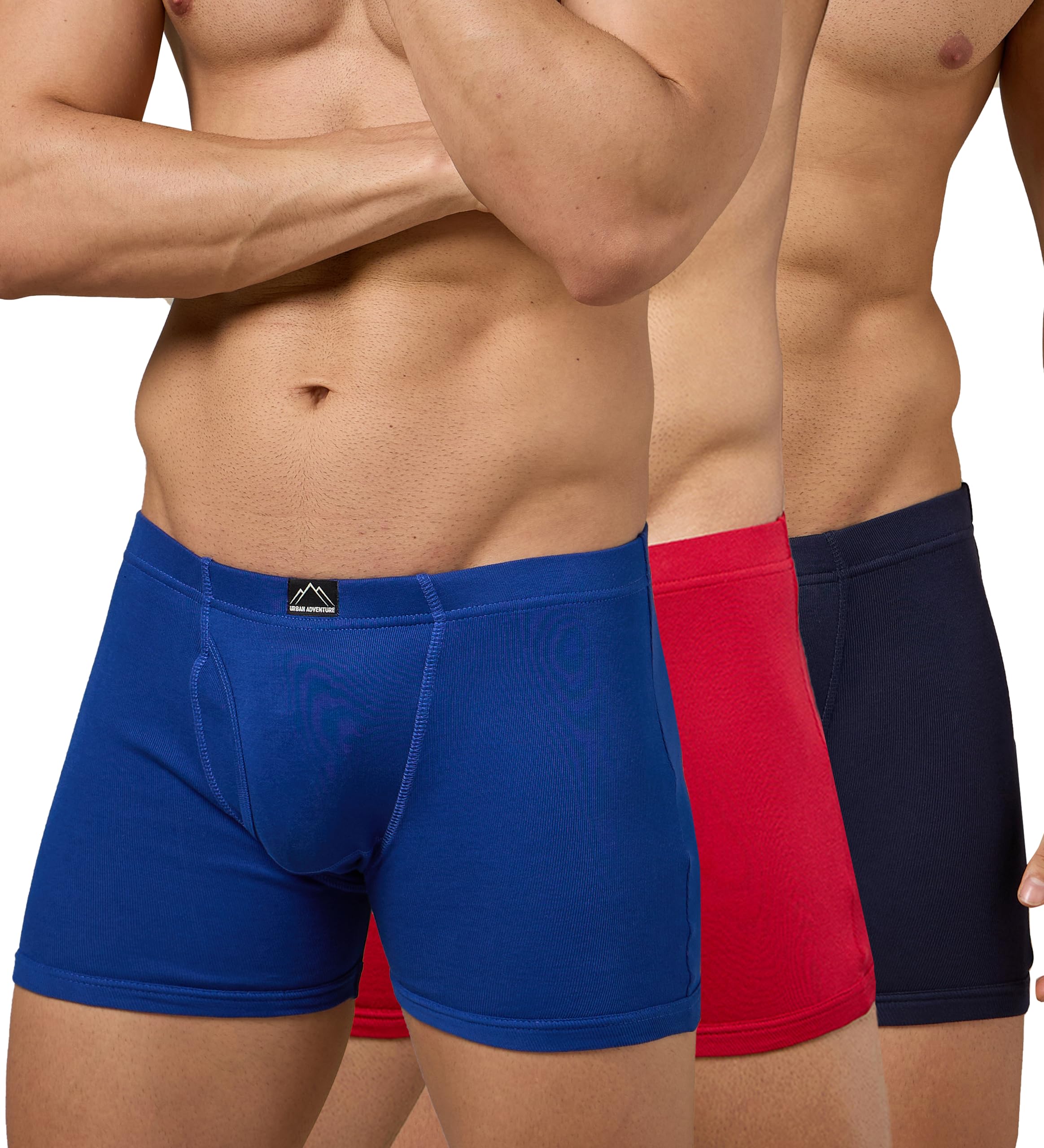 Boxer Briefs for Men - Premium Cotton Rib Solid Underwear with Anti-Bacterial and StayFresh Treatment