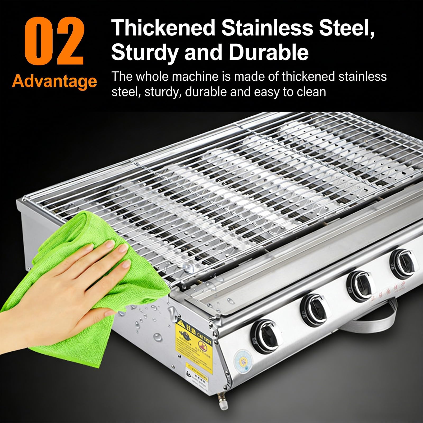 Barbecue a gas a 8 fuochi, in acciaio inox, per esterni, con altezza regolabile, vassoio di raccolta dell'olio, per feste, campeggio, picnic