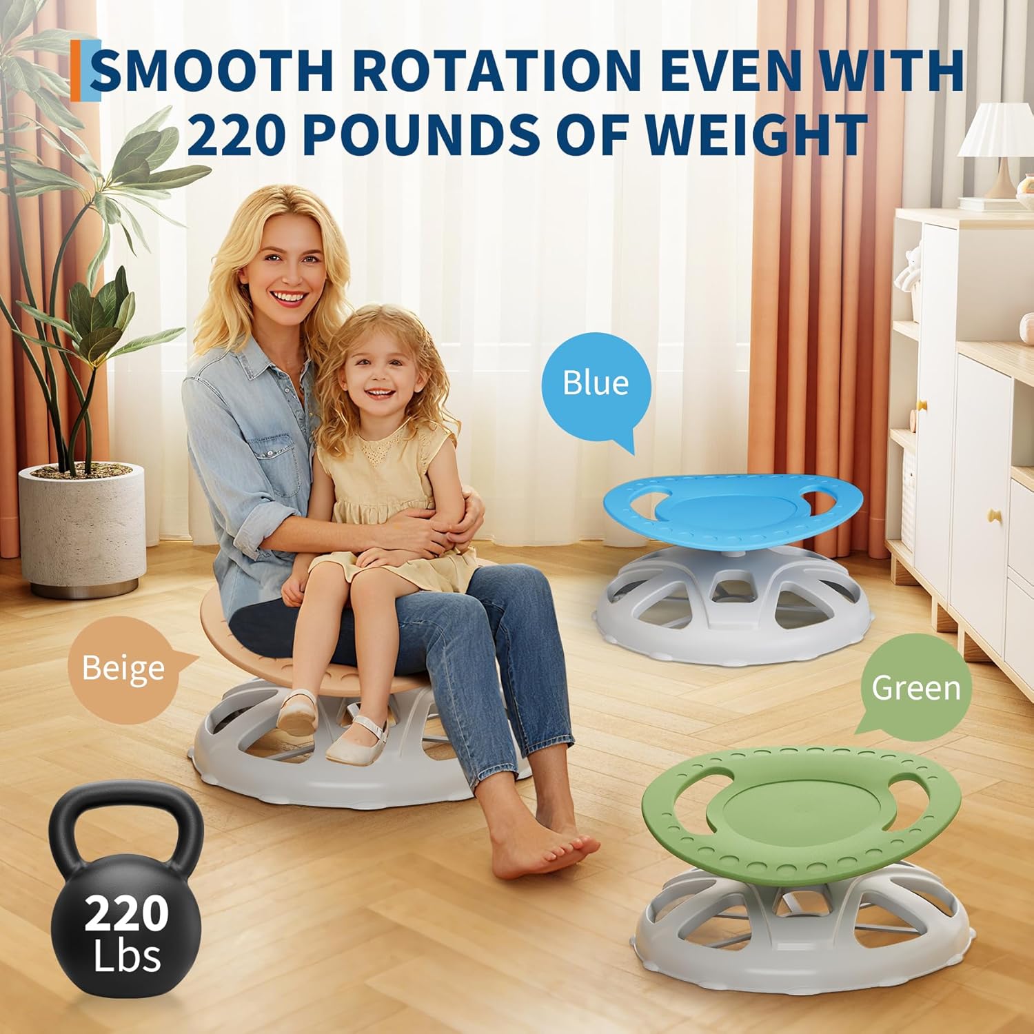 GarveeHome Kids Sensory Swivel Chair, Spinning Chair for Autistic Kids with Safety Handle & Non-Slip Design, Training Body Coordination