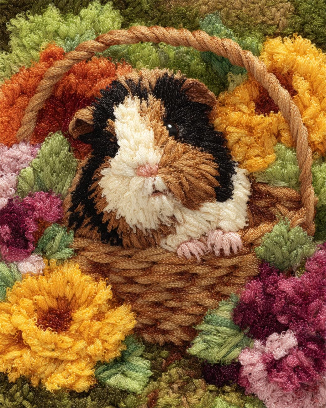 AMBATTERY Animal Latch Hook Kits for Adultsguinea Pigs and Flowers Latch Hook Rug Kit Large Pre-Printed Pattern Canvas Rugs Embroidery Crafts for Adults Handicrafts DIY Carpet 21x29in