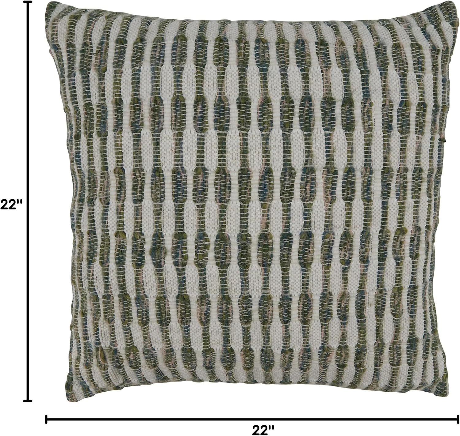 SARO LIFESTYLE Woven Line Pillow Cover, Green, 22"