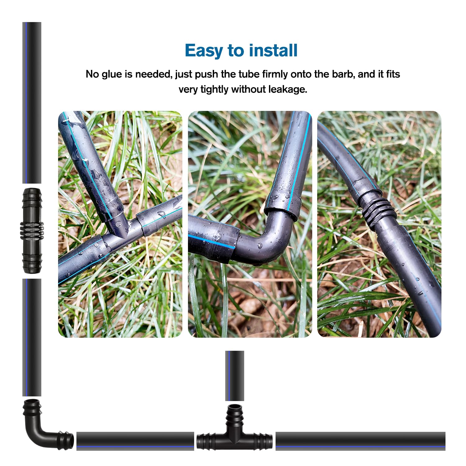 VooGenzek 24 PCS 16mm Garden Barbed Connector, Plastic Drip Irrigation Hose Connector, Barb Drip Pipe Connector - Image 4