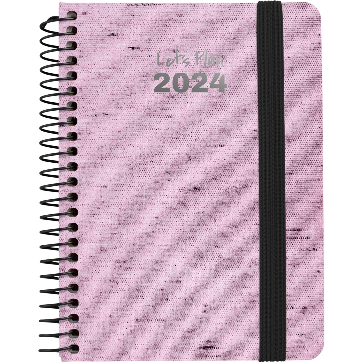 Grafoplás | Agenda Espiral Pequeña 2024 A6| Ecojeans Rosa | Español | Día Página | 10,5x16,5cm | Espiral | Tapa Dura Forrada Denim Reciclado | Cierre Elástico | Perfecta para Planificar tu Año