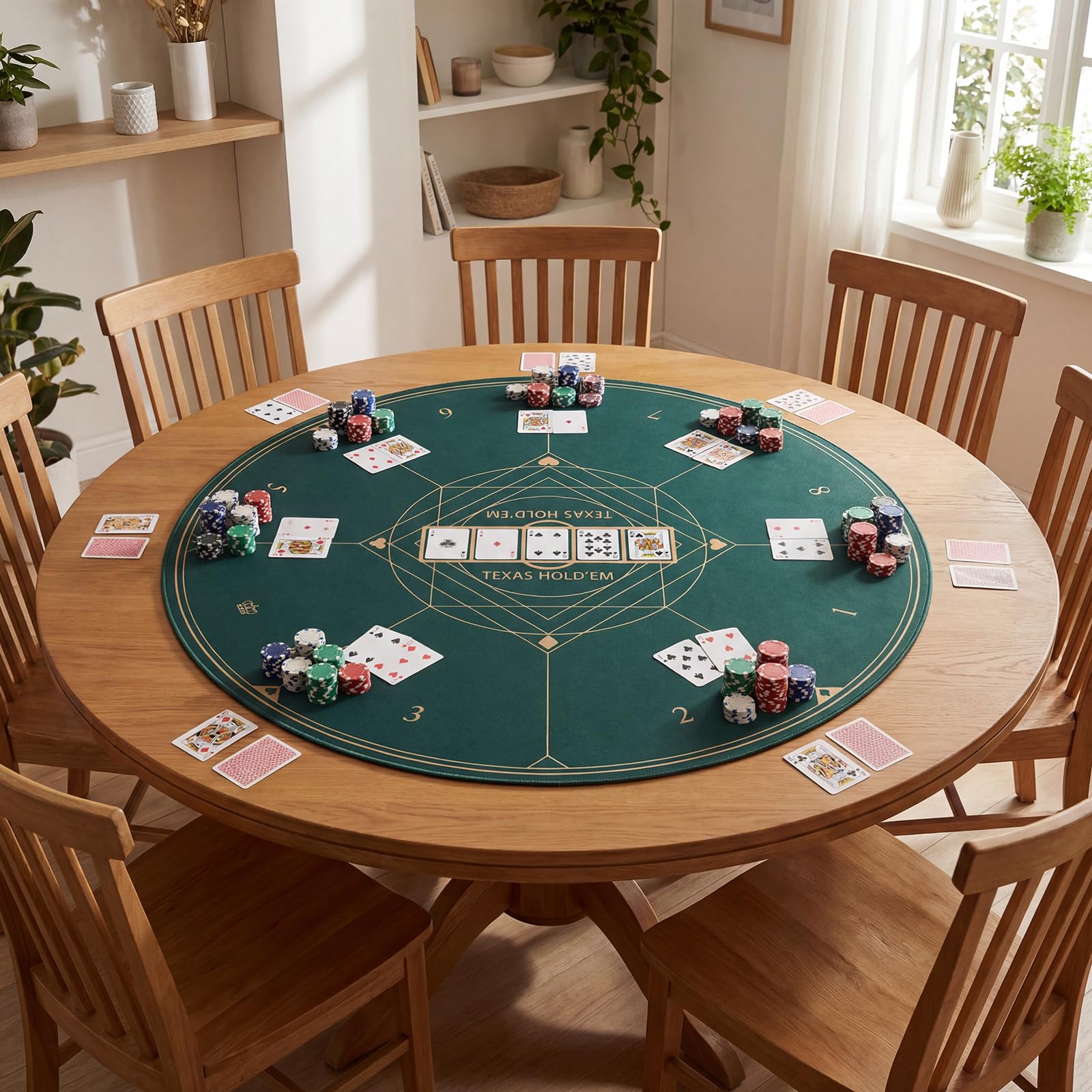 COSTWAY Tapete de Póquer Redondo para Texas Hold'em, Base de Goma Antideslizante Plegable, Bolsa de Transporte, Alfombra de Mesa de Póker de Casino para 8 Jugadores Cartas Blackjack (100 cm)