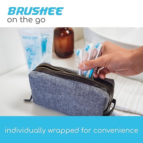 Miniatura 9 de Brushee - La evolución del cuidado bucal  Herramienta 3 en 1 (mini cepillo prepegado + hilo dental + púa)  Envuelto individualmente  Desechable