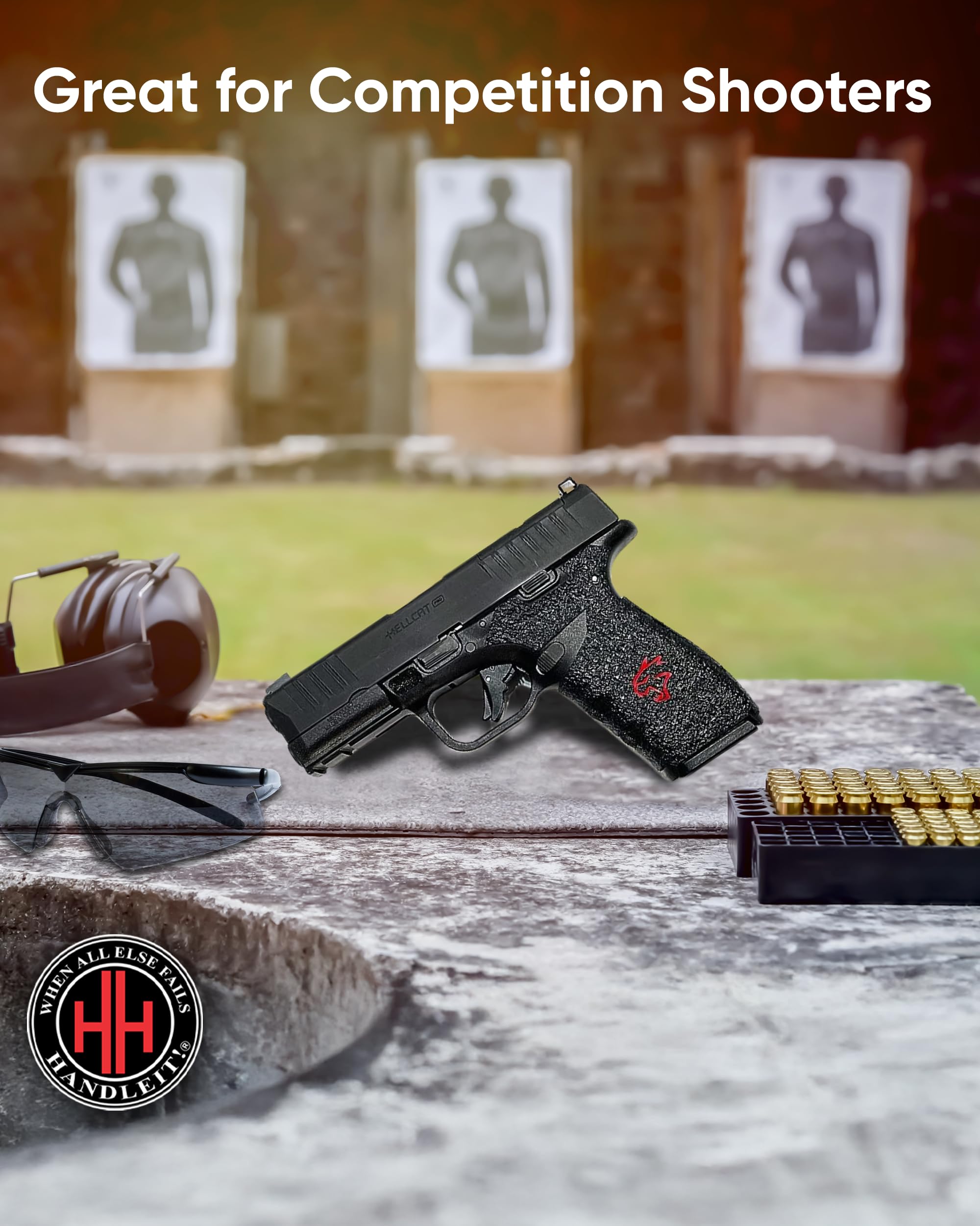 Handleitgrips Handgun Grip Tape Compatible with Springfield Hellcat Pro - Black Textured Rubber Pistol Grip Tape with Inserts, Easy Installation, Gun Parts & Accessories, Veteran Owned, Made in USA