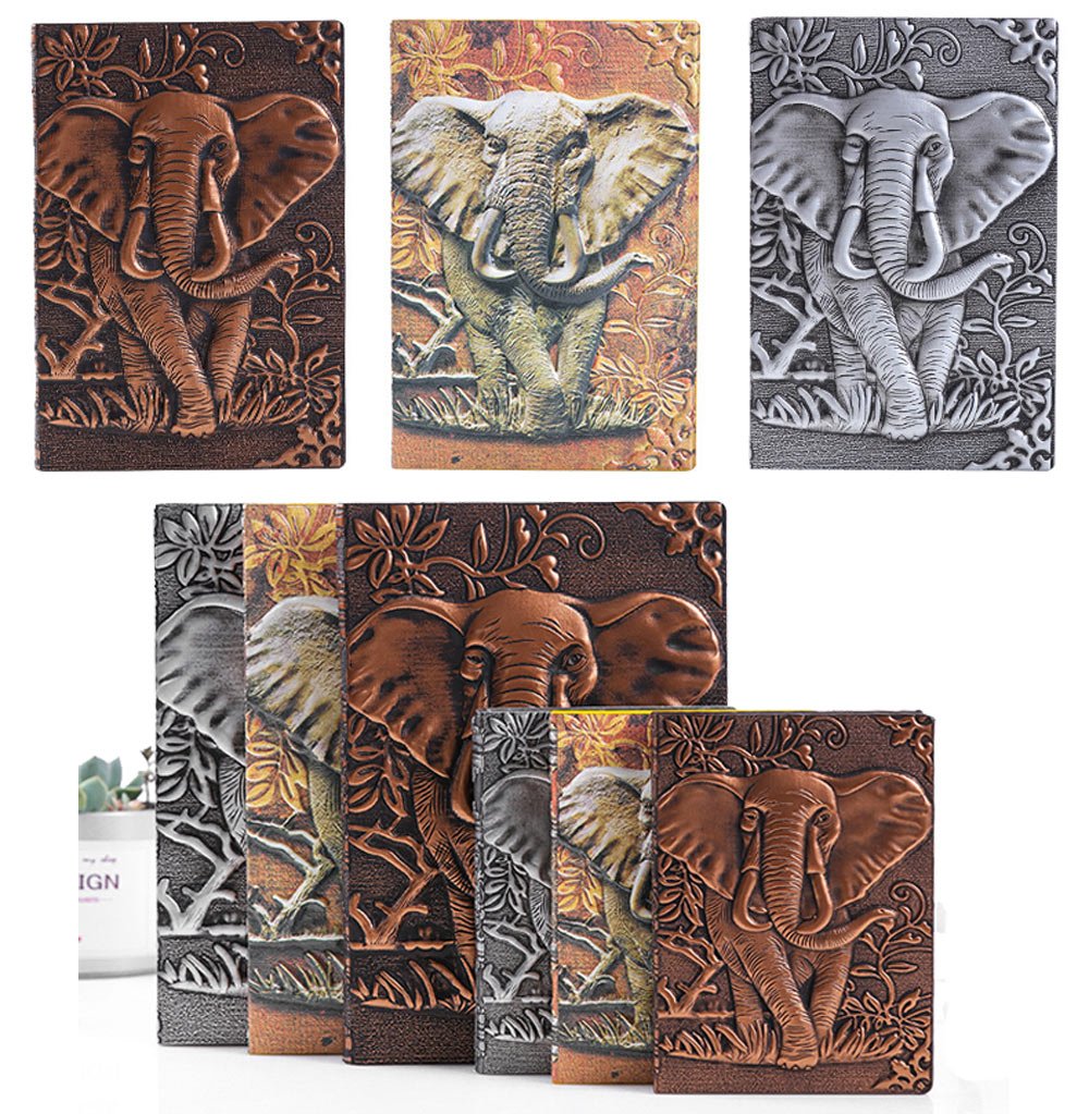 El cuaderno, Diario de escritura tapa dura con relieve elefante vívido cuero vintage A5, diario viaje, regla universitaria for libros gratis