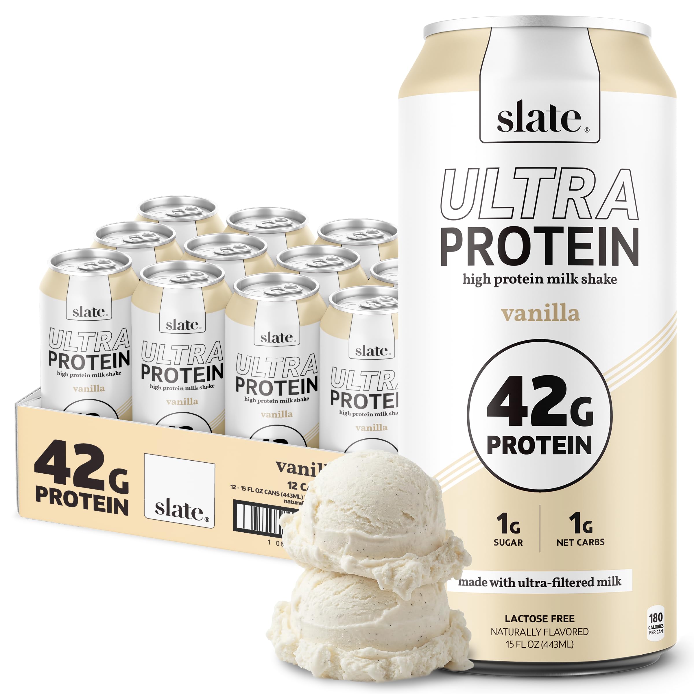 Slate Milk Vanilla Ultra 42g High Protein Milk Shake (12 Cans)