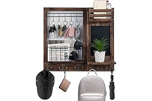 Wall-Mounted Key and Mail Organizer with Shelf and Hooks