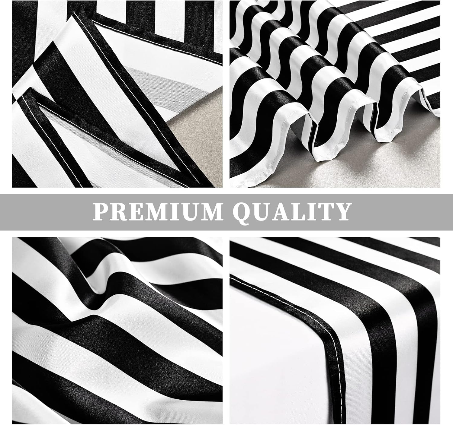 10 Pack Striped Table Runner Polyester Table Decor Classic Black and White Striped Table Runner Modern Elegant Design for Indoor Outdoor Events Banquet Party Wedding (12 x 72 Inch)