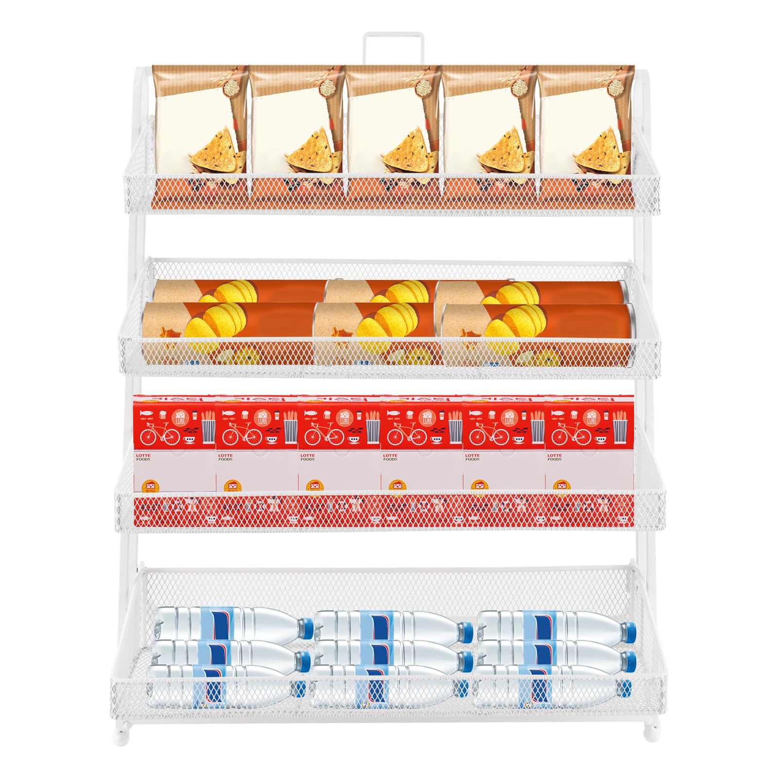 Présentoir à Bonbons en métal à 4 Niveaux, étagère de comptoir, présentoir de Marchandises, présentoir pour Home cinéma, Blanc