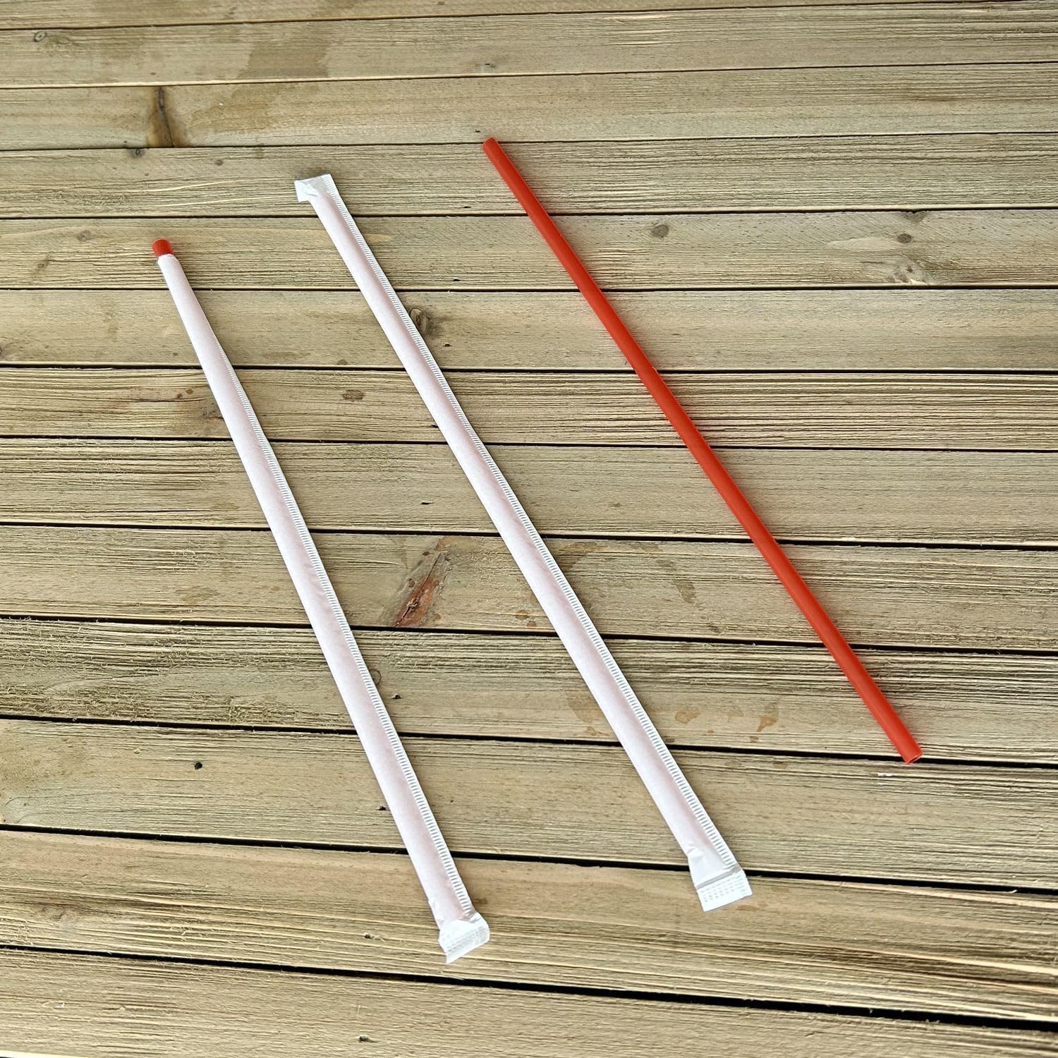 Boardwalk Individually Wrapped Giant Straws, 10.25", Polypropylene, Red, Case of 2,000