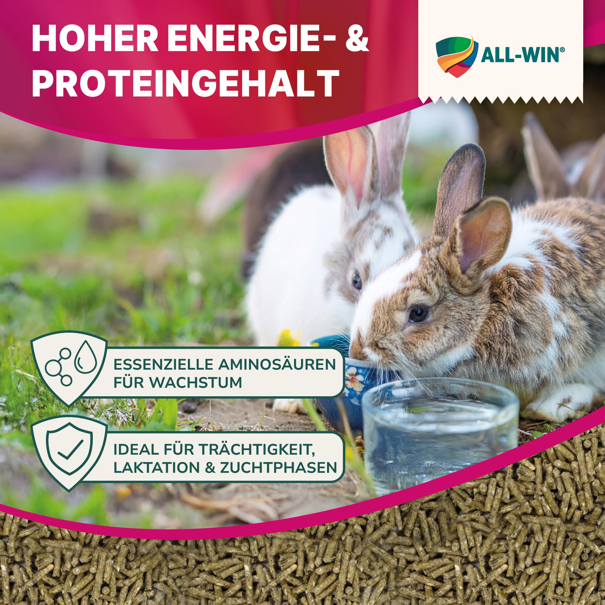 ALL-WIN AromKanin Kaninchenfutter für Zuchttiere 25 kg | Unterstützt Fruchtbarkeit, Milchleistung & Vitalität | Mit Kräutern, Vitaminen & Mineralstoffen | Hoher Energie- & Proteingehalt