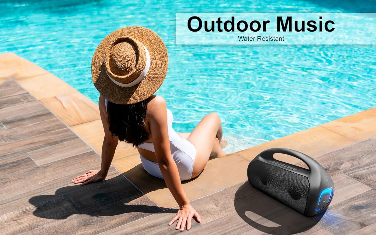 Fisher Bluetooth Speakers, Portable Wireless Speaker 20W Peak Power Boombox w HD Sound & Lights, IPX4 Water Resistant, 5H Playtime, TWS, BT 5.3, Home & Outdoor - Image 9