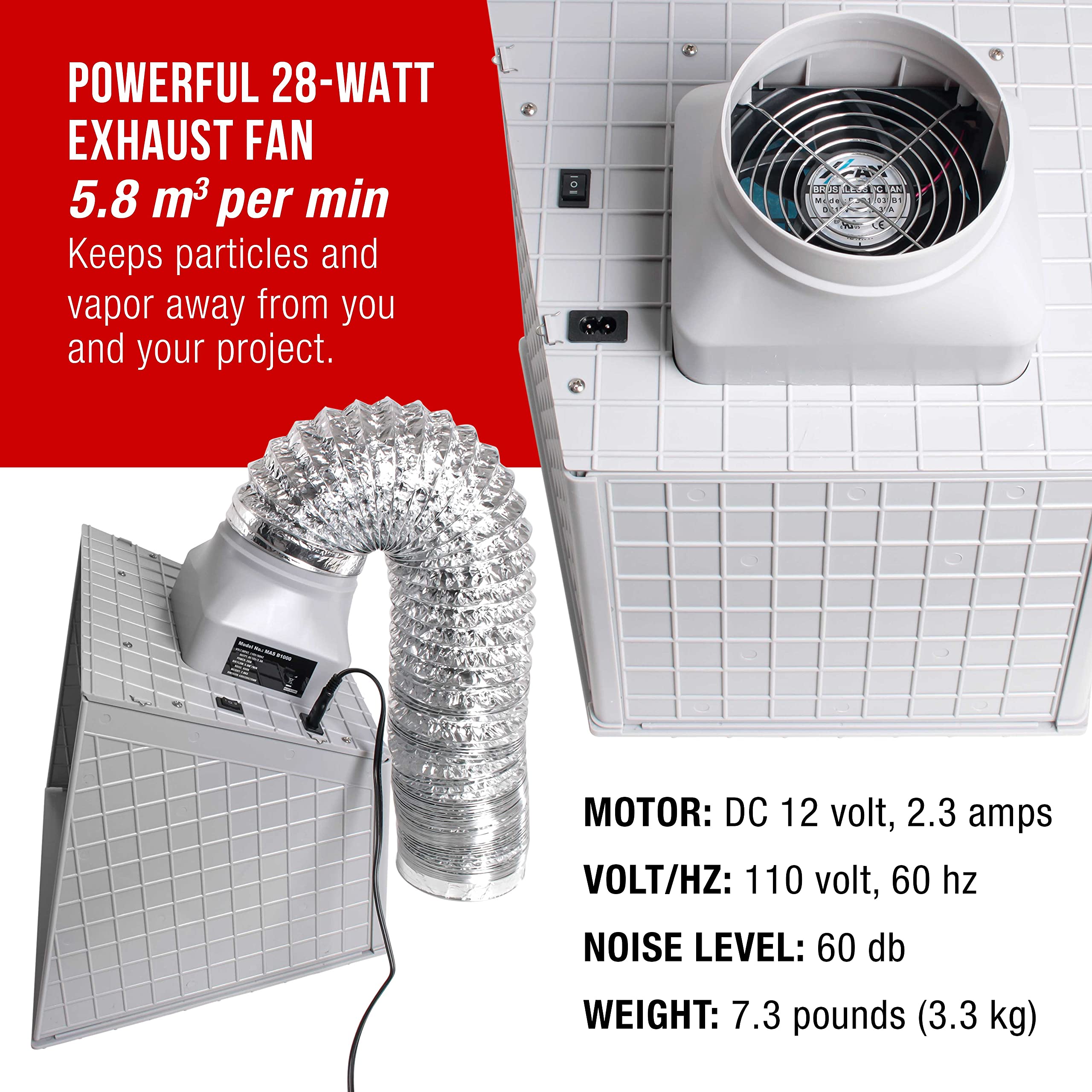 VIVOHOME Cabina De Aerosol De Pintura Con Aerógrafo De Doble Ventilador Con 4 Luces LED, Mesa Giratoria Y Manguera De Filtro, Cabina De Aerógrafo Portátil Para Pintura Modelo Artesanía