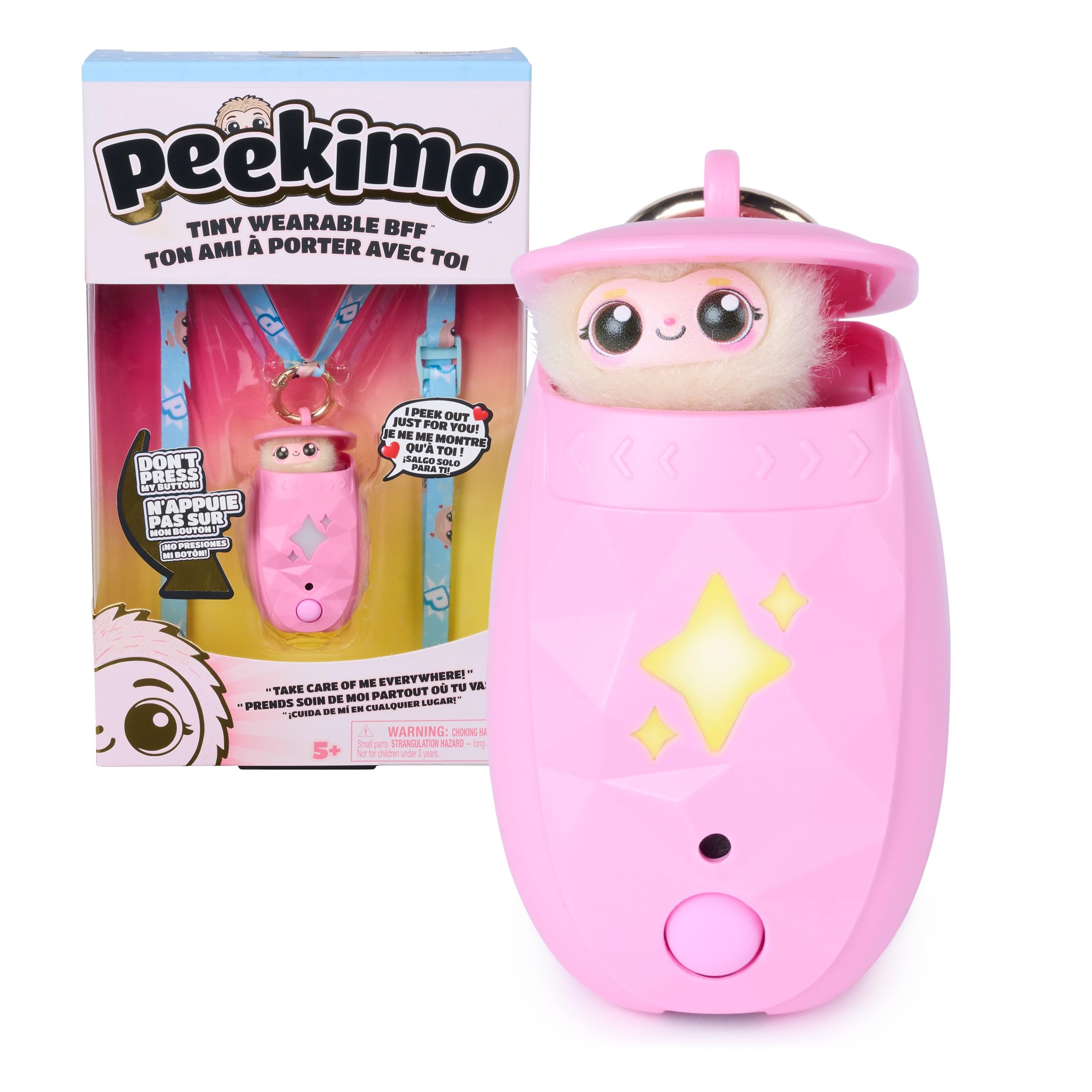 Peekimo, Pink Interactive Pet and Wearable Accessory, Cute Electronic Pets with over 100 Reactions, Collectible Accessories and Birthday Gifts Idea for Ages 5 and up