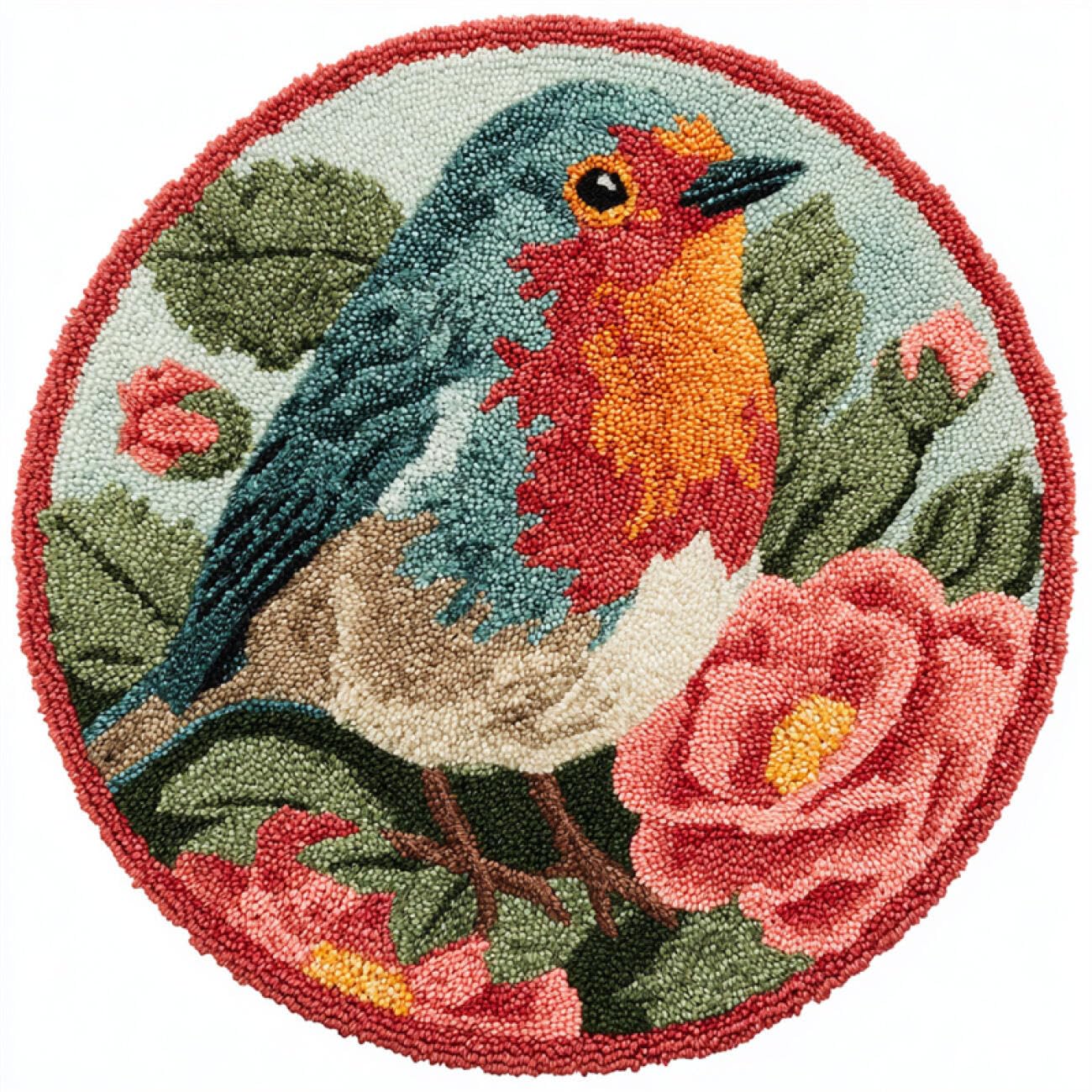 Kitquiver Latch Hook Rug Kits Flowers and Birds 50x50cm