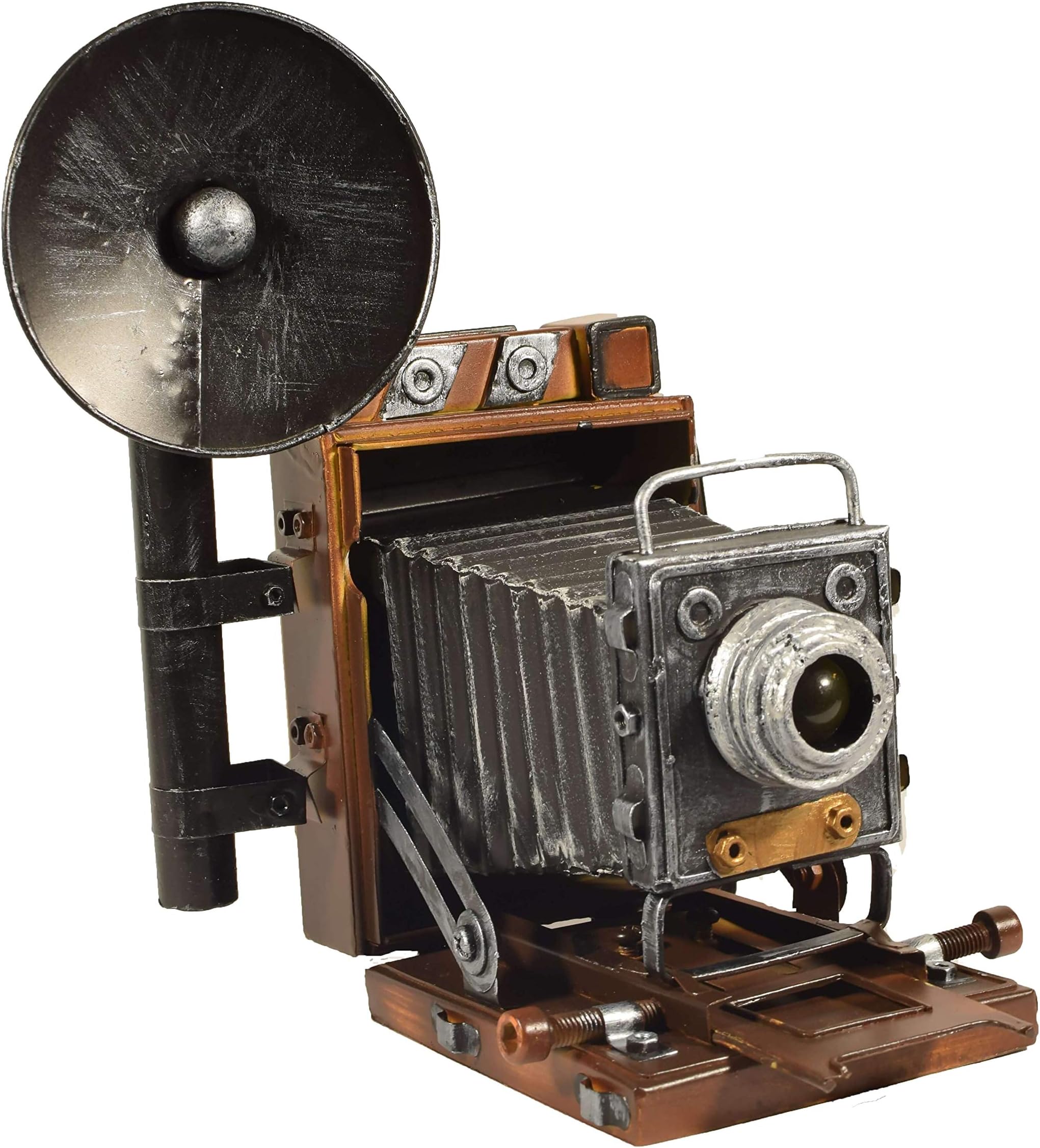 Retro Metal Collectible Antique Camera with Flash - Vintage Style Replica - Photographer Gift - Industrial Decor