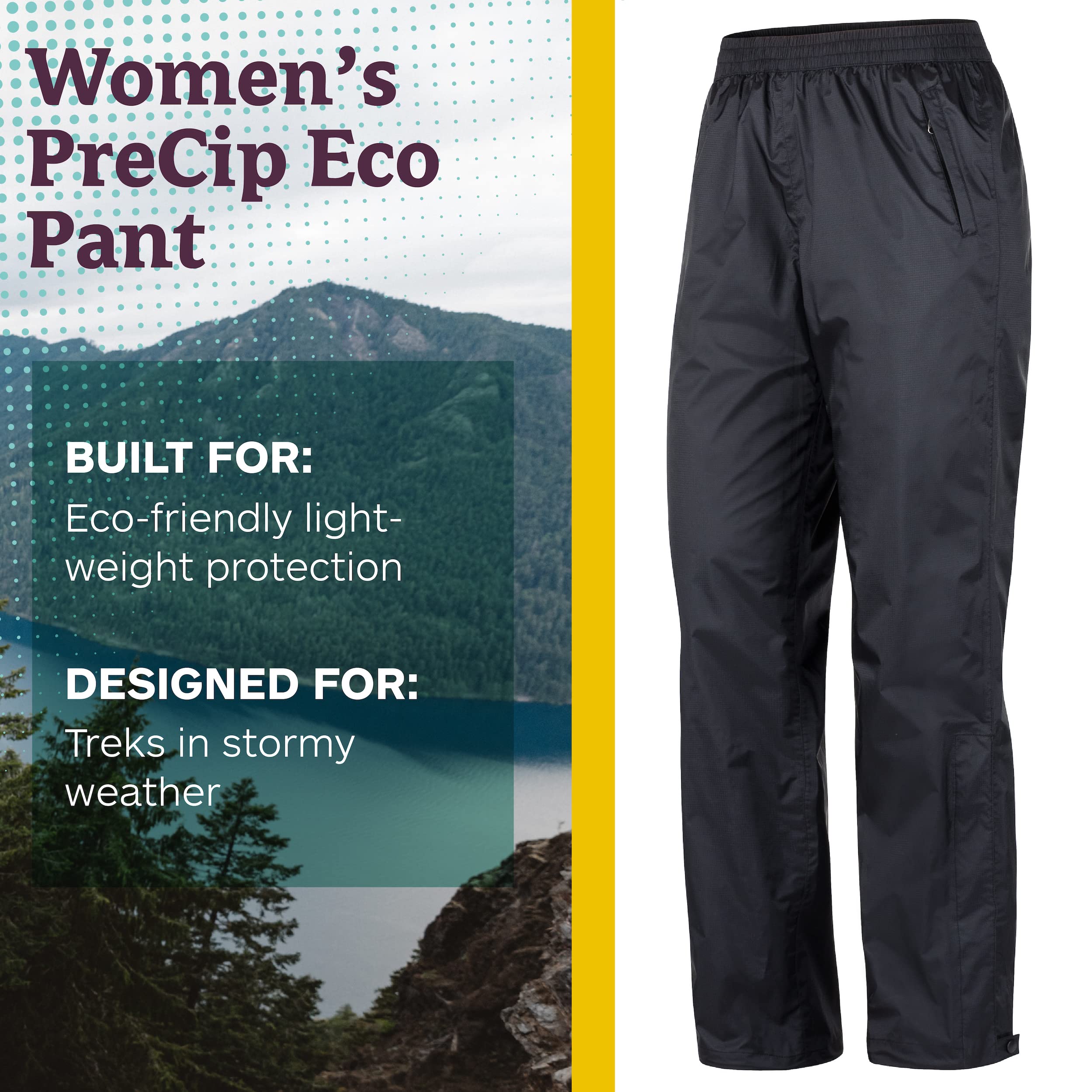 Marmot Wm's Precip Eco Pant Short - Pantalon de Pluie Hardshell, imperméable, Coupe-Vent, Respirant - Femme